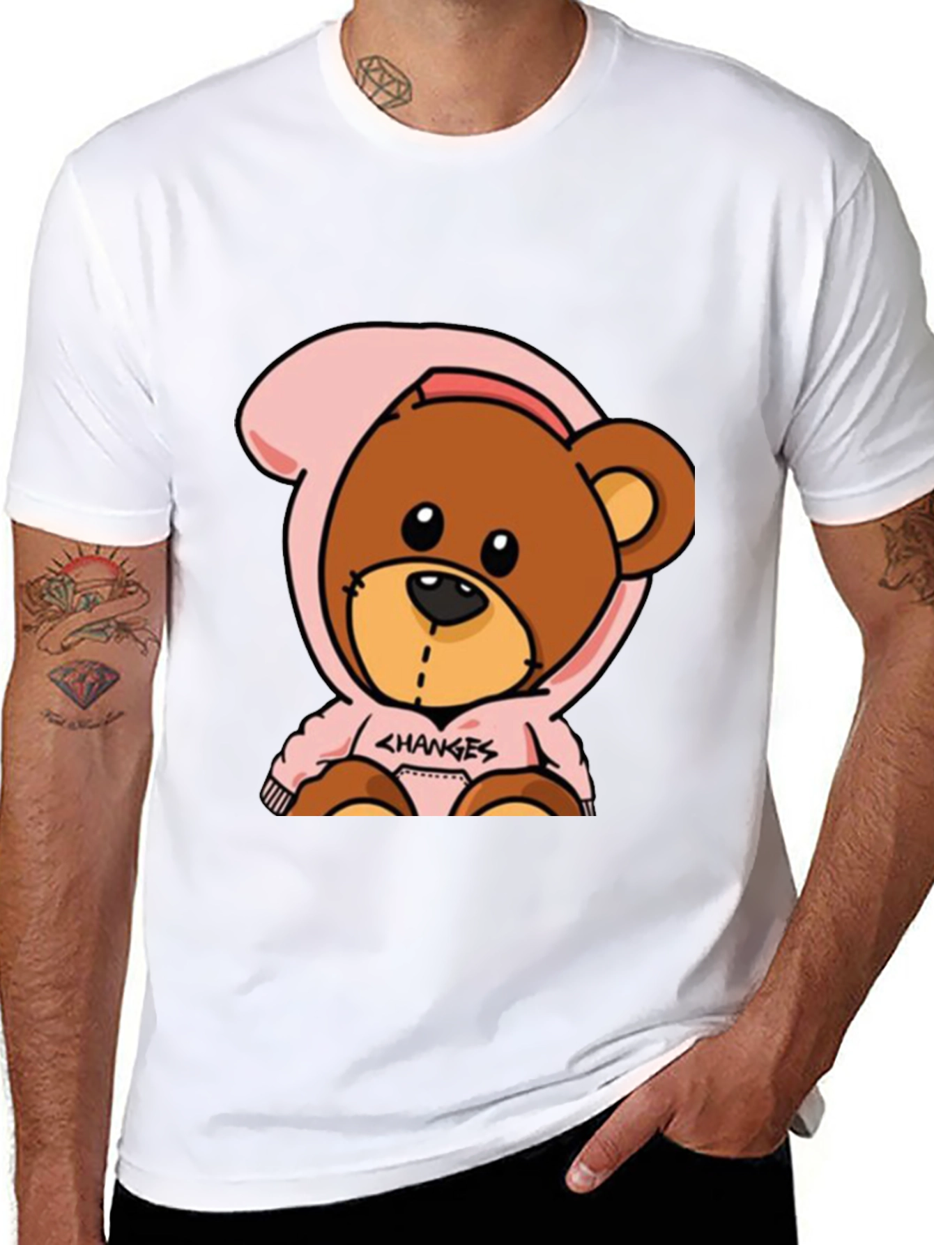 Black Cartoon Bear Graphic Tee view 8