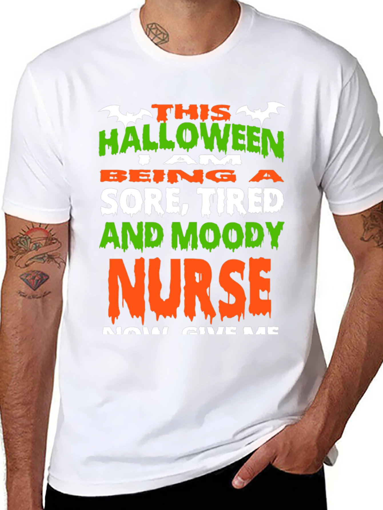 Black Halloween Nurse Graphic T-Shirt - Sore, Tired & Moody view 8