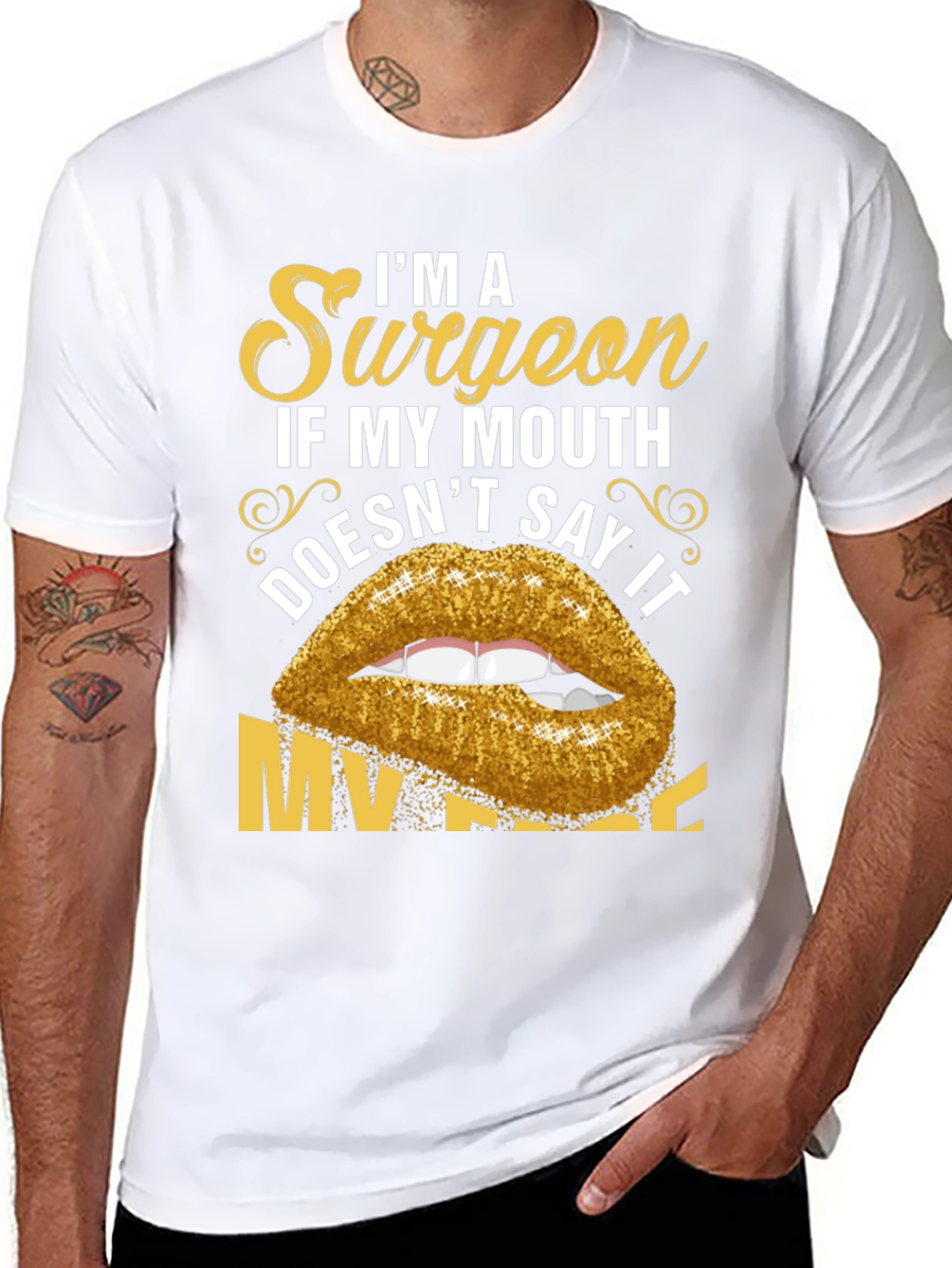 Black Funny Surgeon T-Shirt - "If My Mouth Doesn't Say It..." view 8