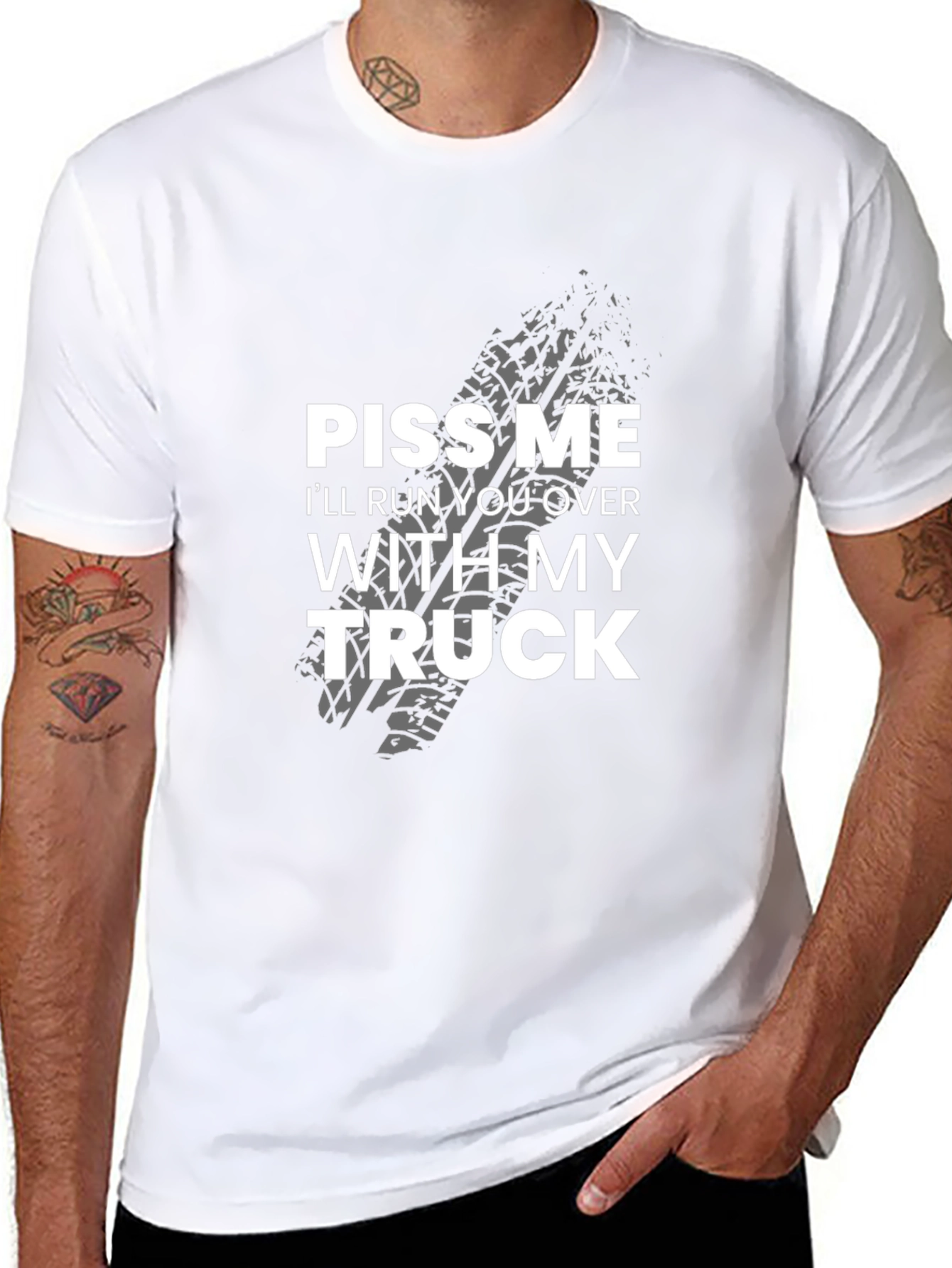 Black Piss Me Off Truck Graphic Tee - Bold Statement T-Shirt view 8