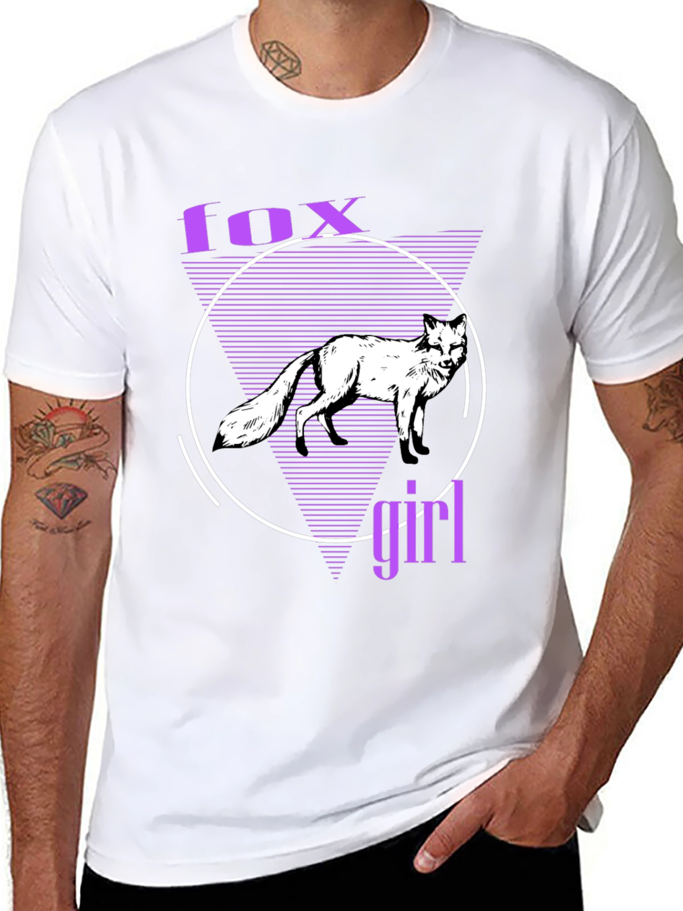 Black Fox Girl Graphic Tee - Black Cotton T-Shirt view 8