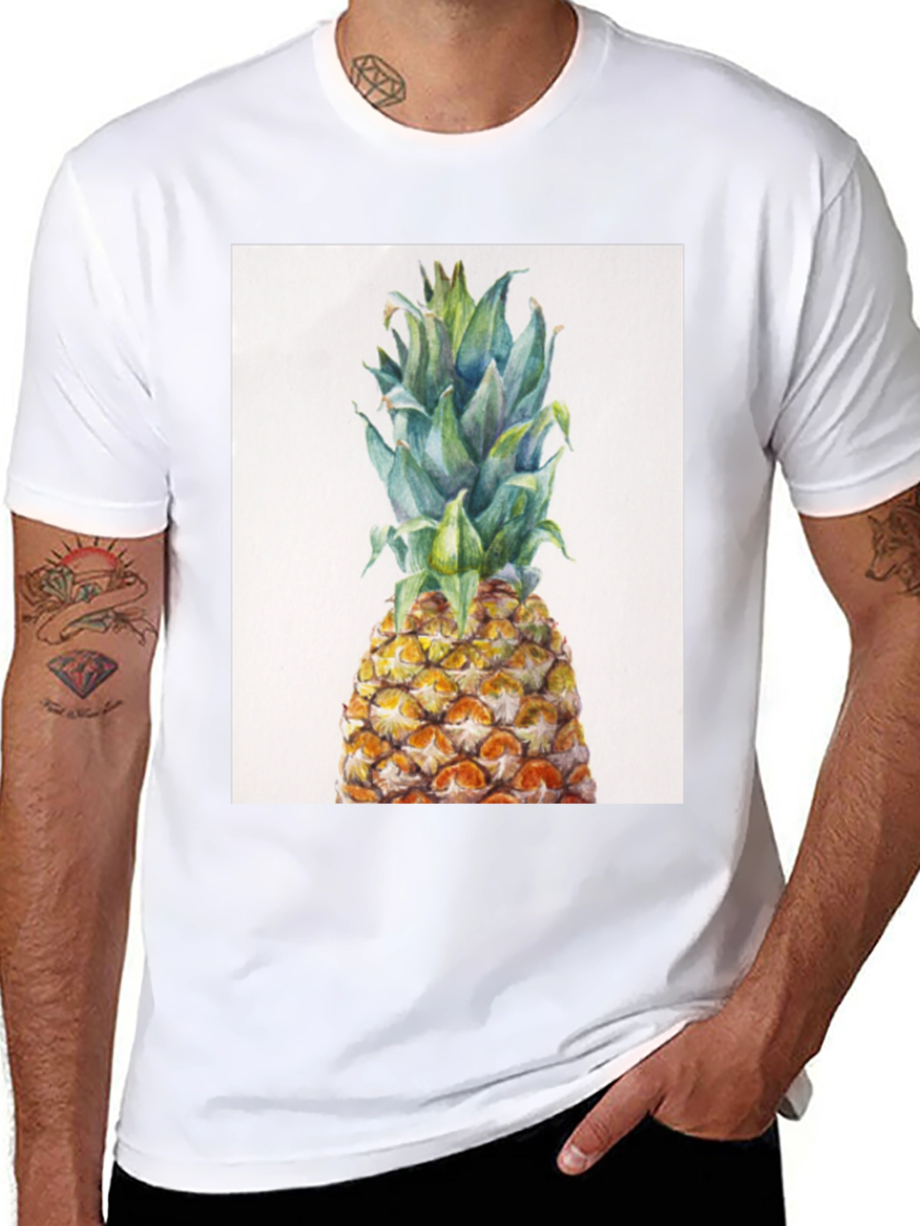 Black Pineapple Graphic Tee - Tropical Fruit Design view 8