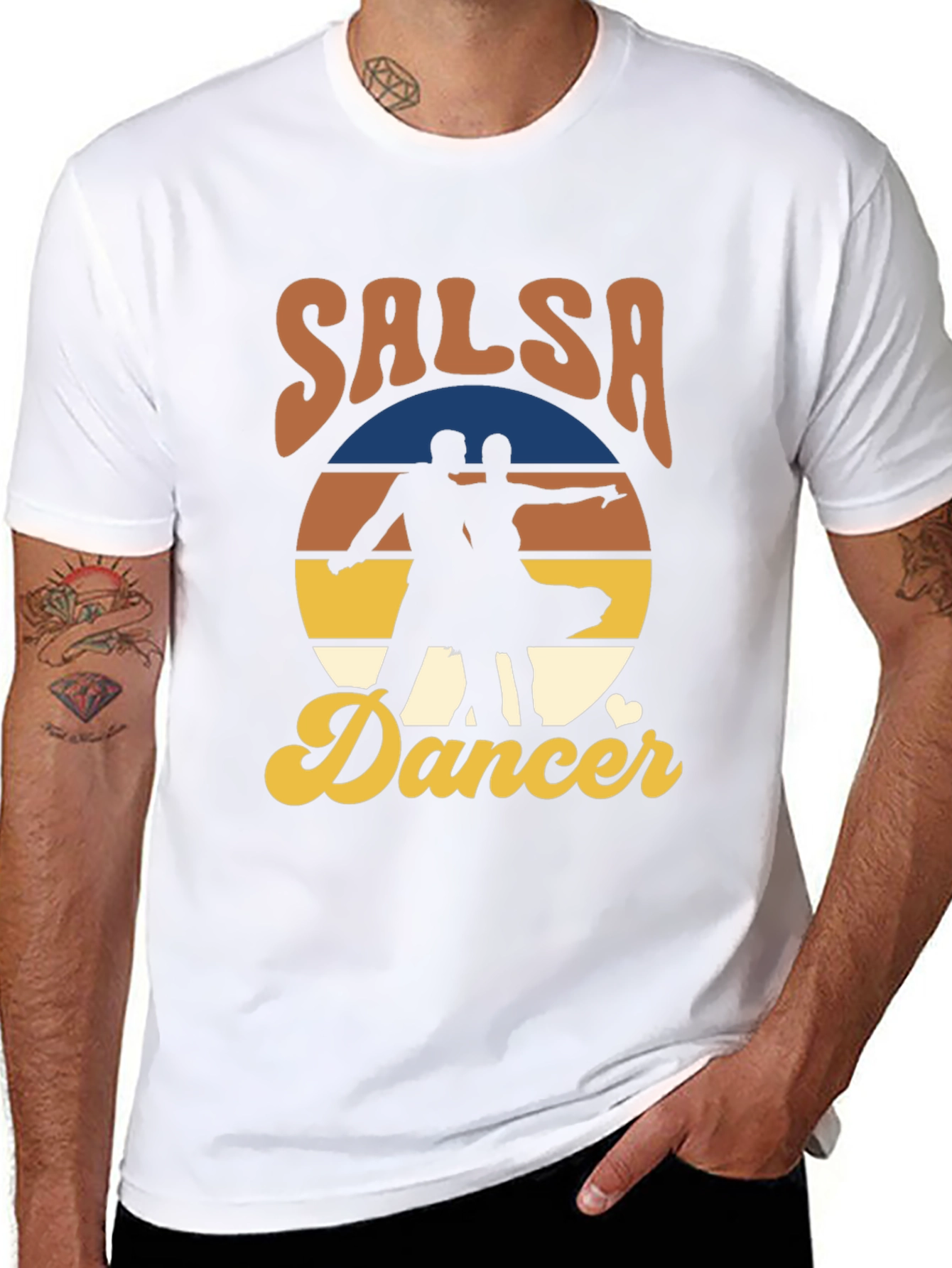 Black Salsa Dancer Retro T-Shirt - Dance the Night Away! view 8