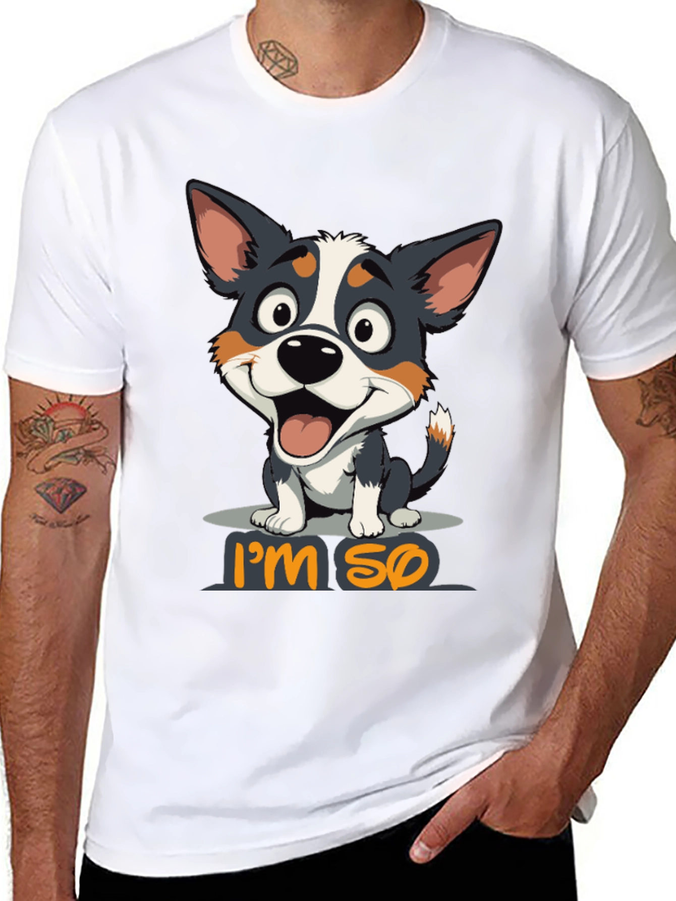 Black I'm So Happy Dog Graphic T-Shirt view 8