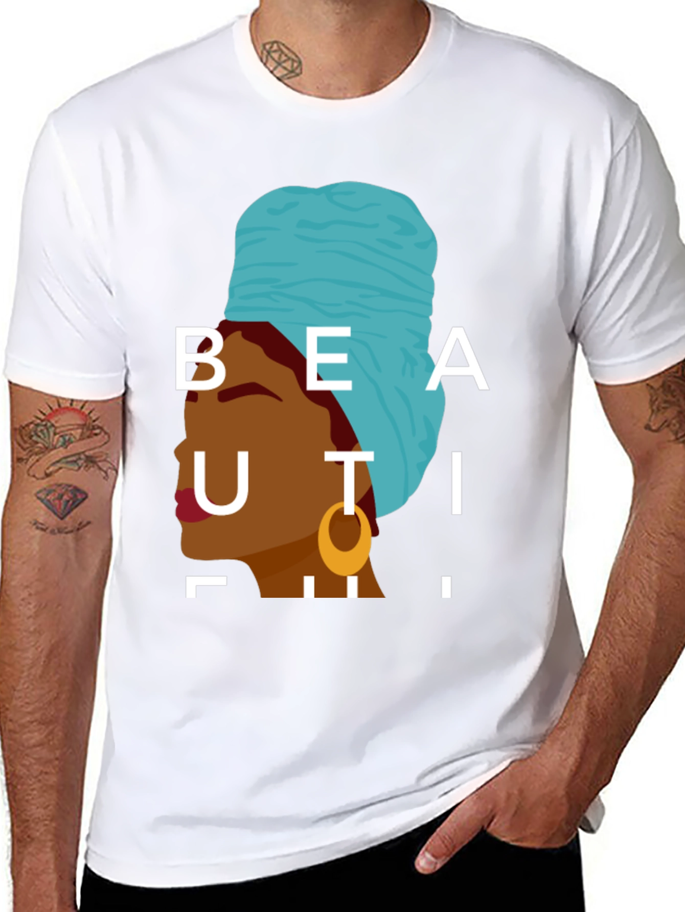 Black Beautiful Woman Graphic Tee - Stylish Black T-Shirt view 8