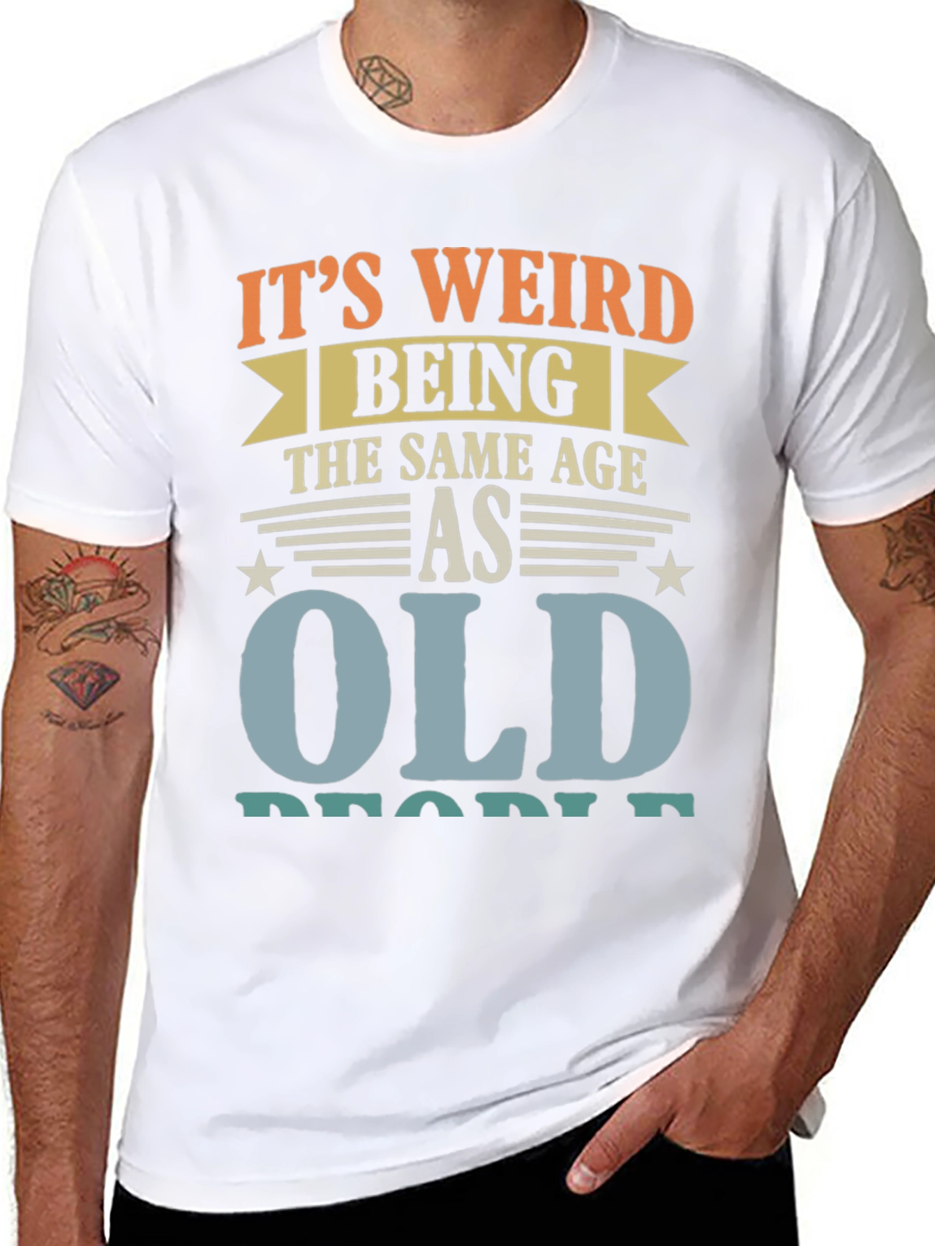 Black It's Weird Being The Same Age As Old People Funny T-Shirt view 8