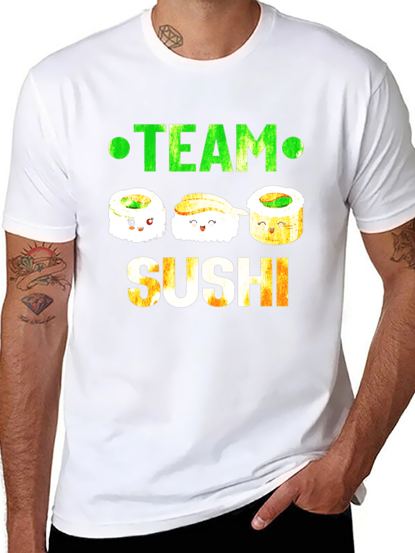 Black Team Sushi Graphic T-Shirt - Foodie Fun! view 8