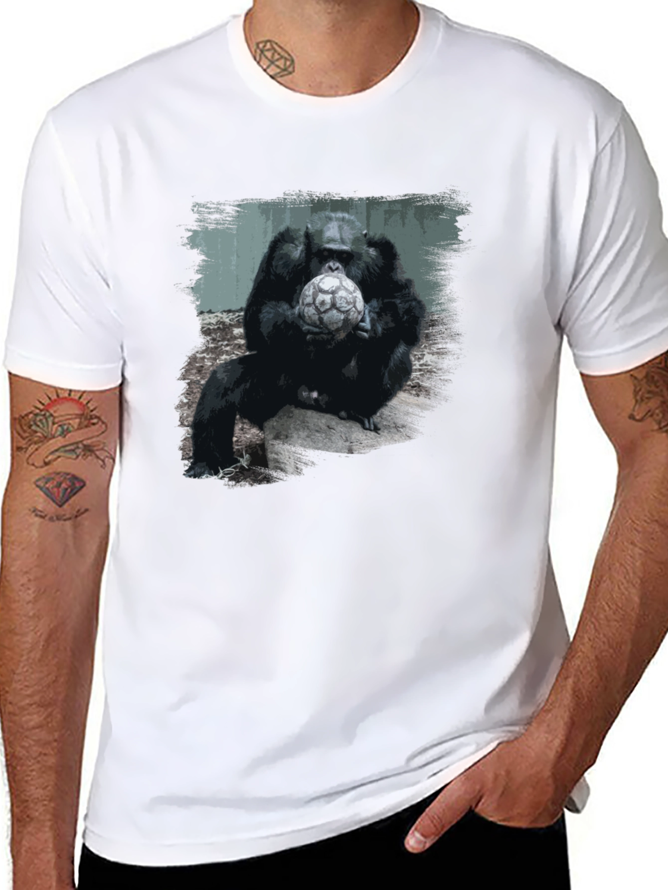 Black Gorilla Soccer T-Shirt - Unique Graphic Tee view 8