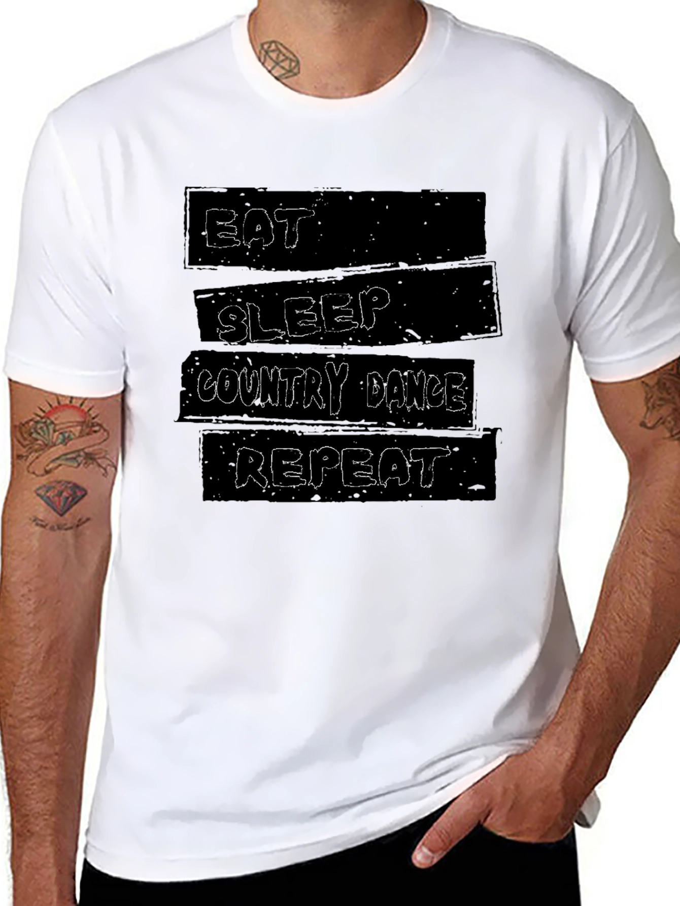 Black Eat Sleep Country Dance Repeat T-Shirt view 8