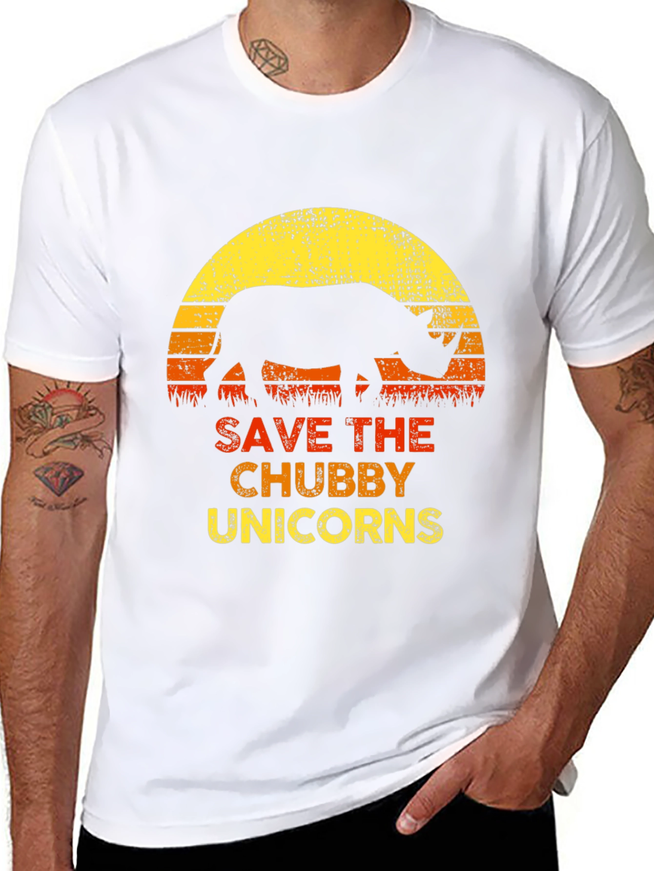 Black Save The Chubby Unicorns Black T-Shirt view 8