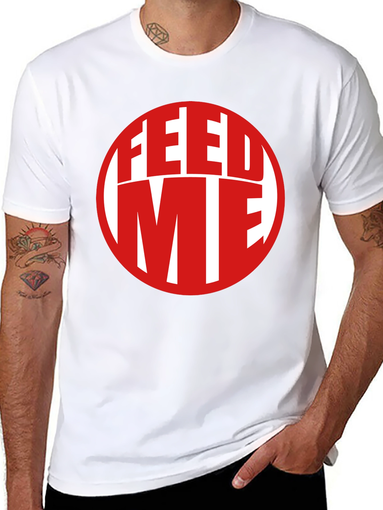 Black Feed Me Graphic Print T-Shirt view 8