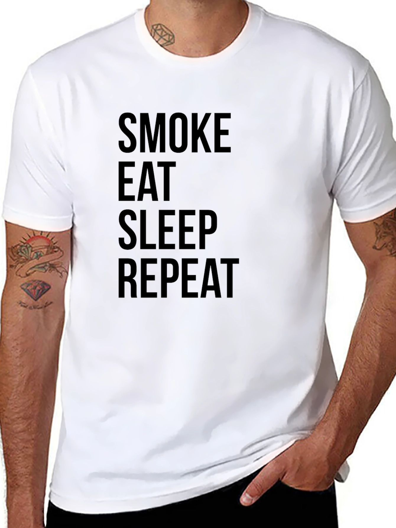 Black Smoke Eat Sleep Repeat Graphic Tee view 8