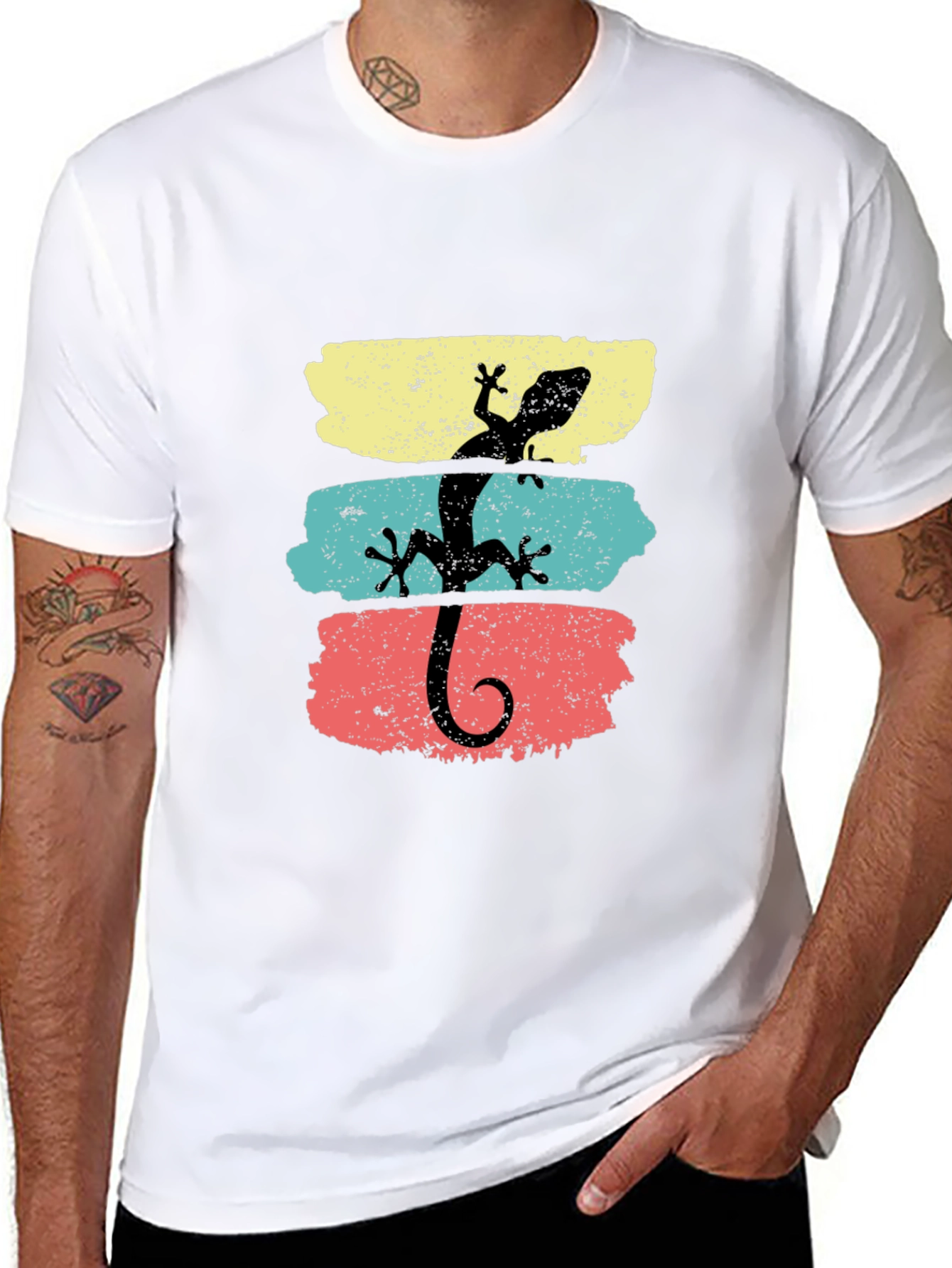 Black Retro Lizard Graphic T-Shirt - Cool Animal Tee view 8