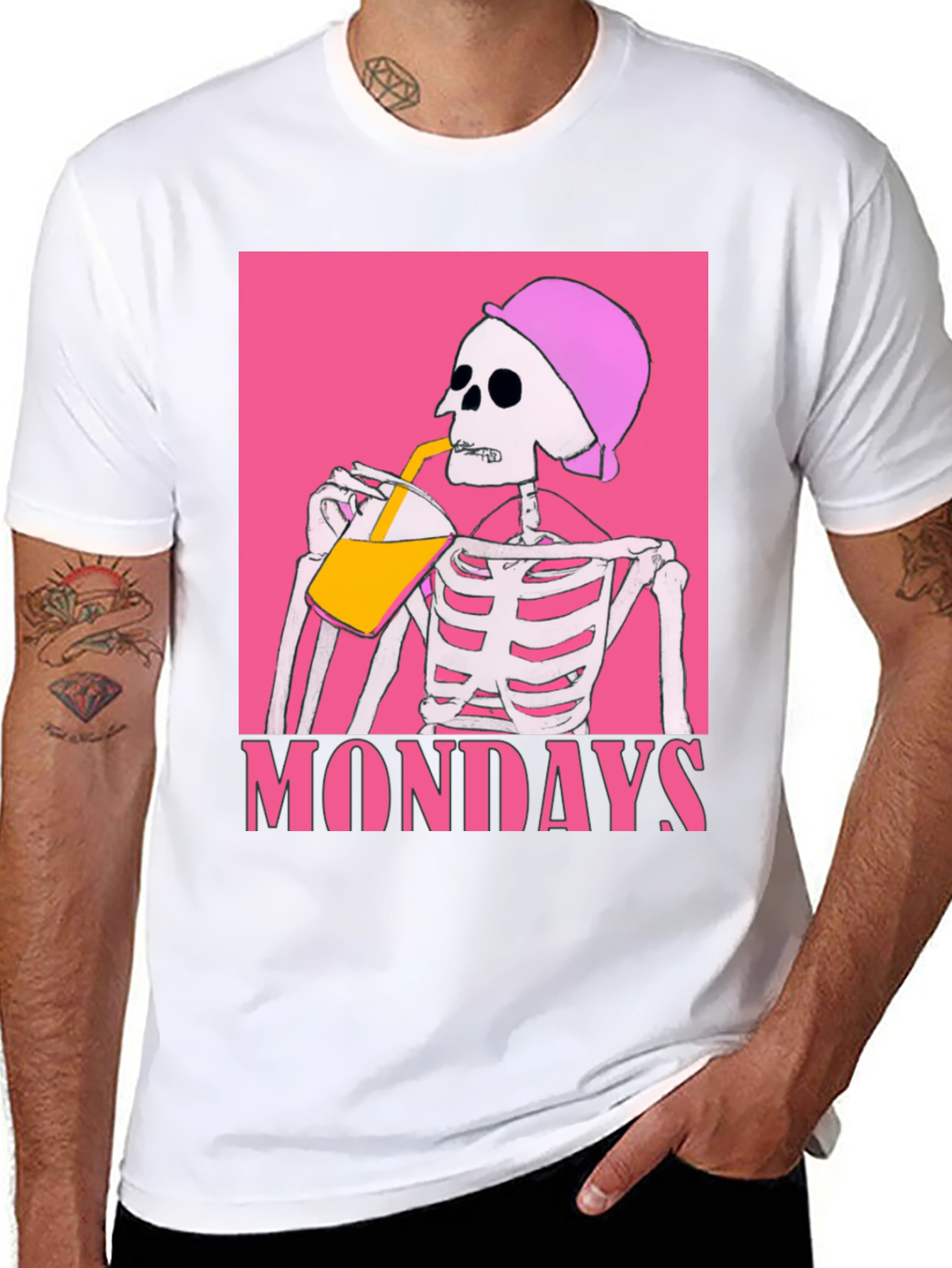 Black Mondays Skeleton Drink Tee - Black Graphic T-Shirt view 8