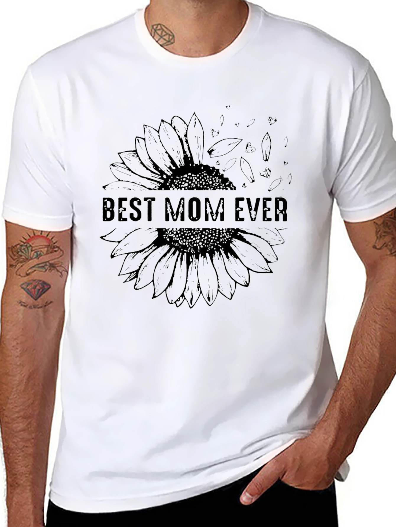 Black Best Mom Ever Sunflower Graphic T-Shirt view 8