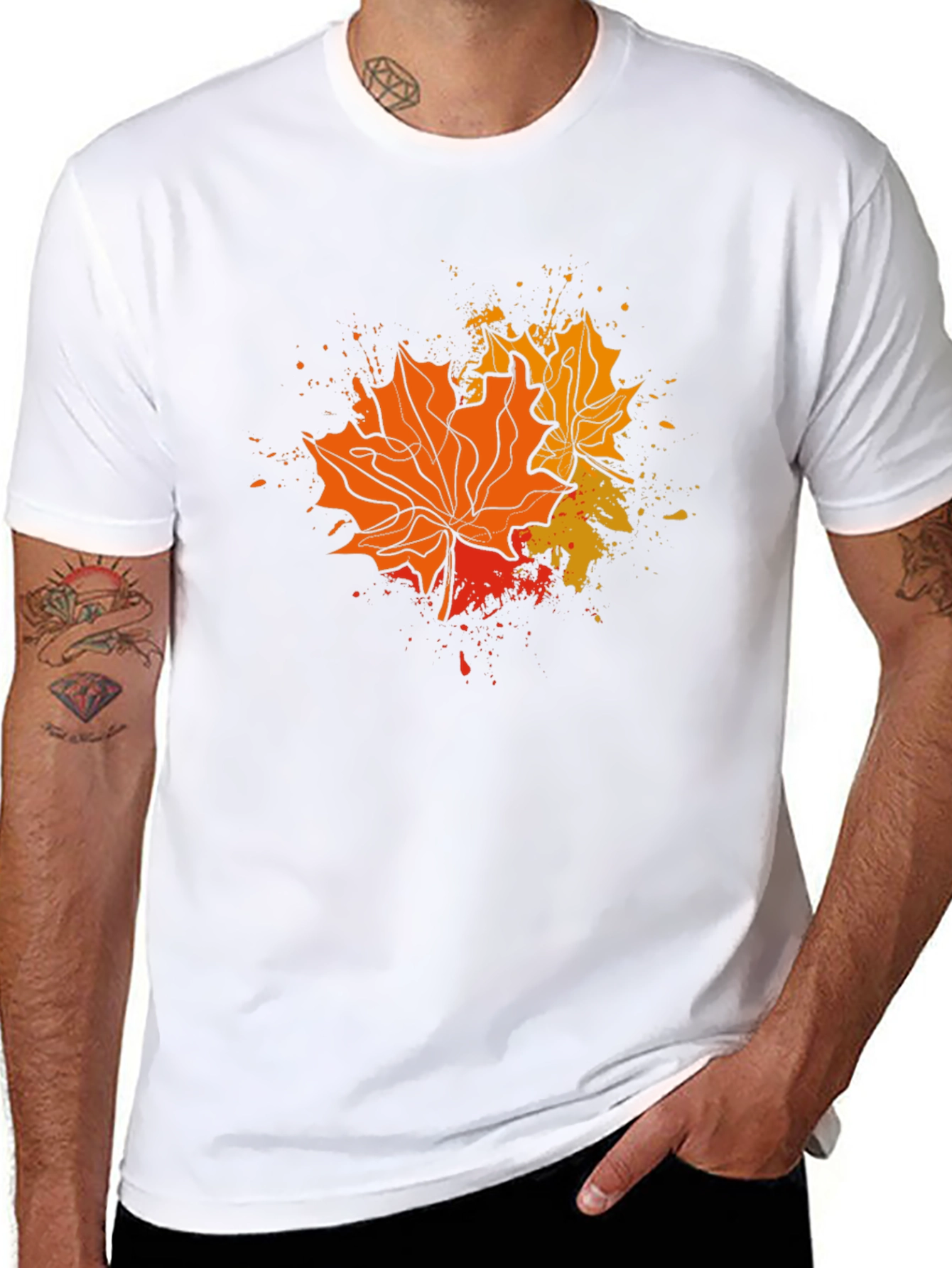 Black Fall Leaves Graphic Tee - Black T-Shirt view 8