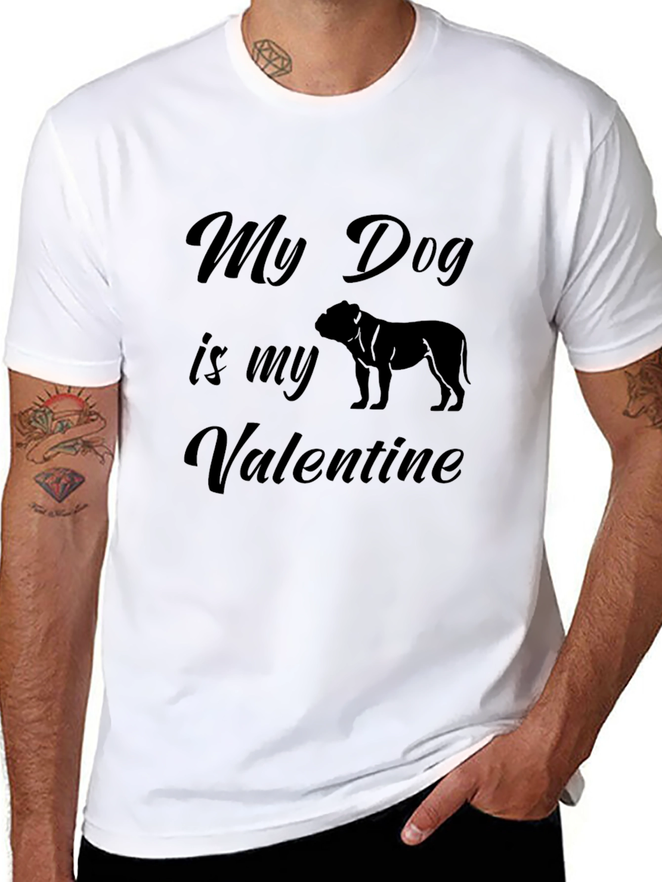 Black My Dog is My Valentine Black T-Shirt view 8