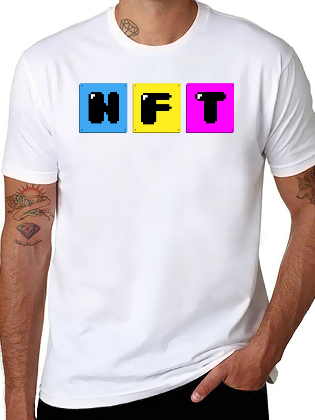 Black Pixelated NFT T-Shirt - Crypto Art Fashion view 8
