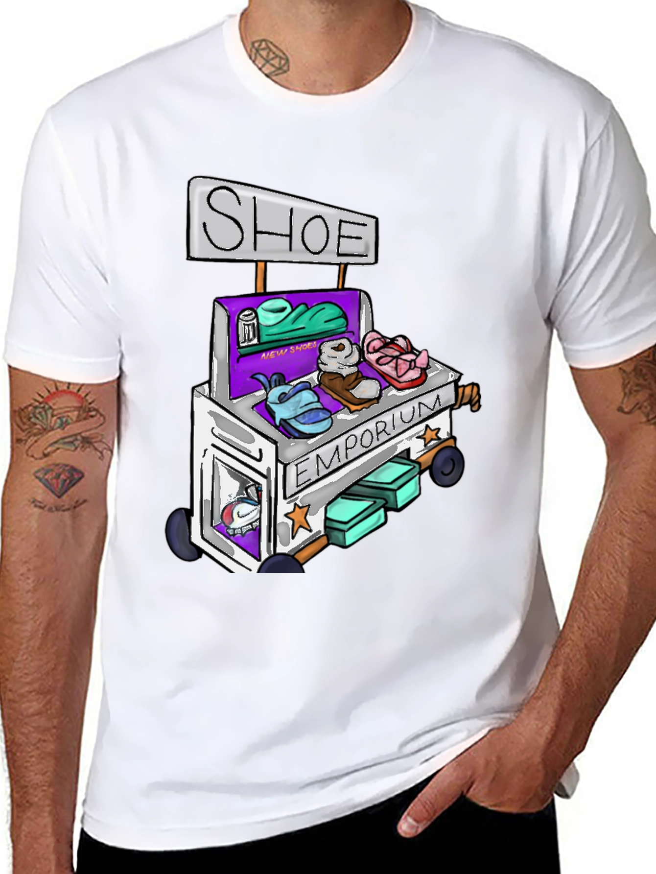 Black Shoe Emporium Tee - Unique Cartoon Design view 8