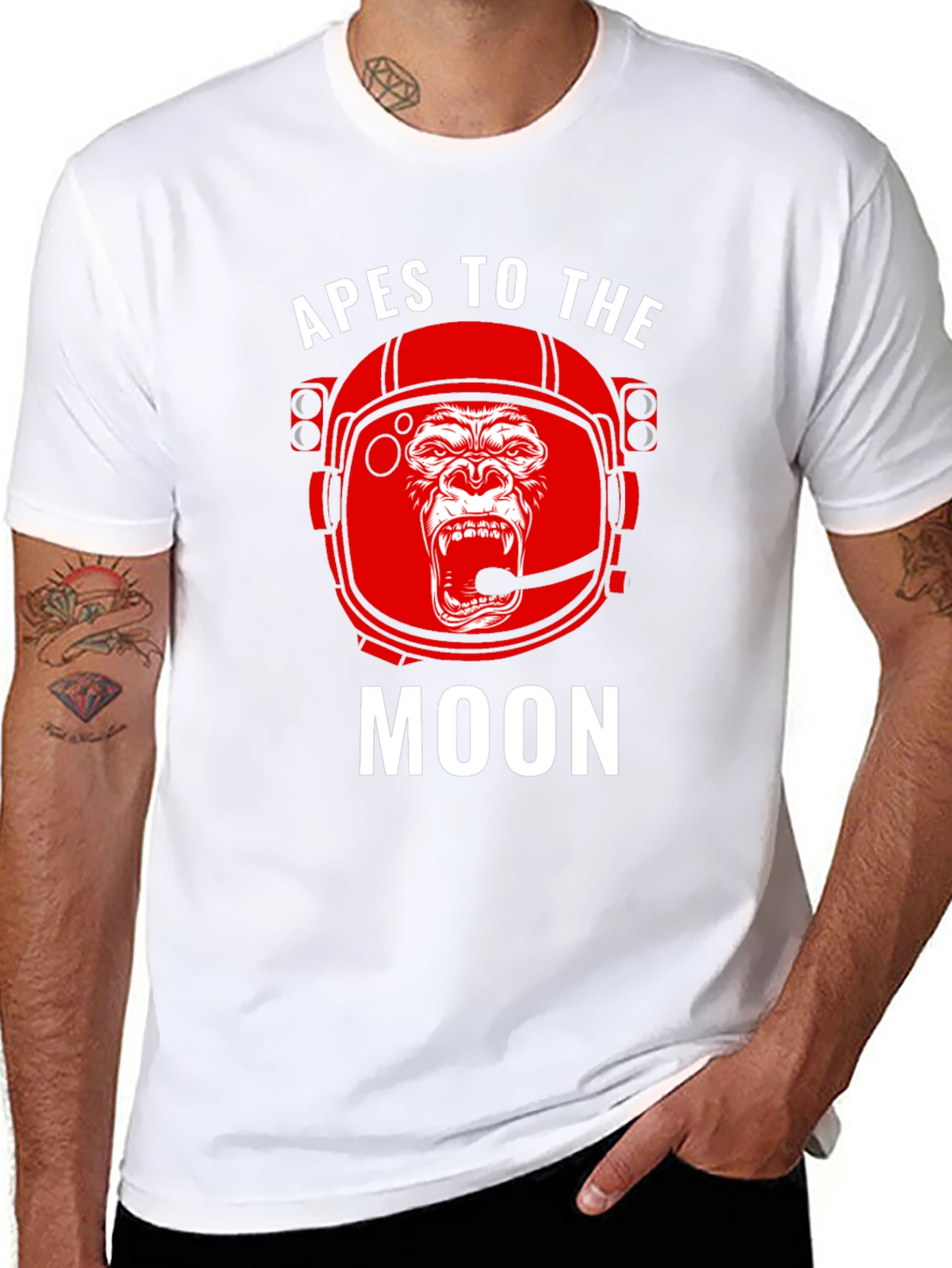Black Apes to the Moon Graphic T-Shirt - Crypto Meme Tee view 8