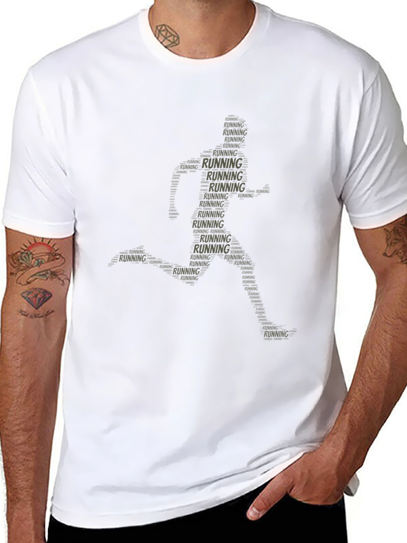 Black Running Word Art T-Shirt view 8