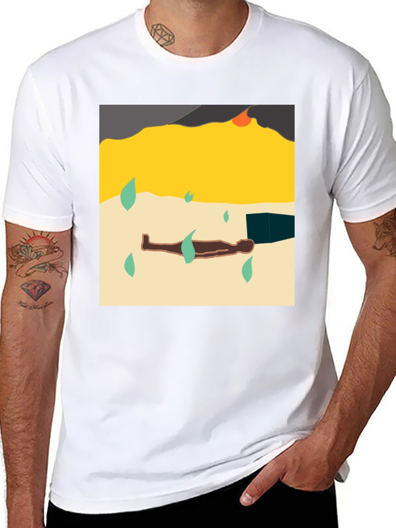 Black Abstract Design Tee - Modern Art T-Shirt view 8