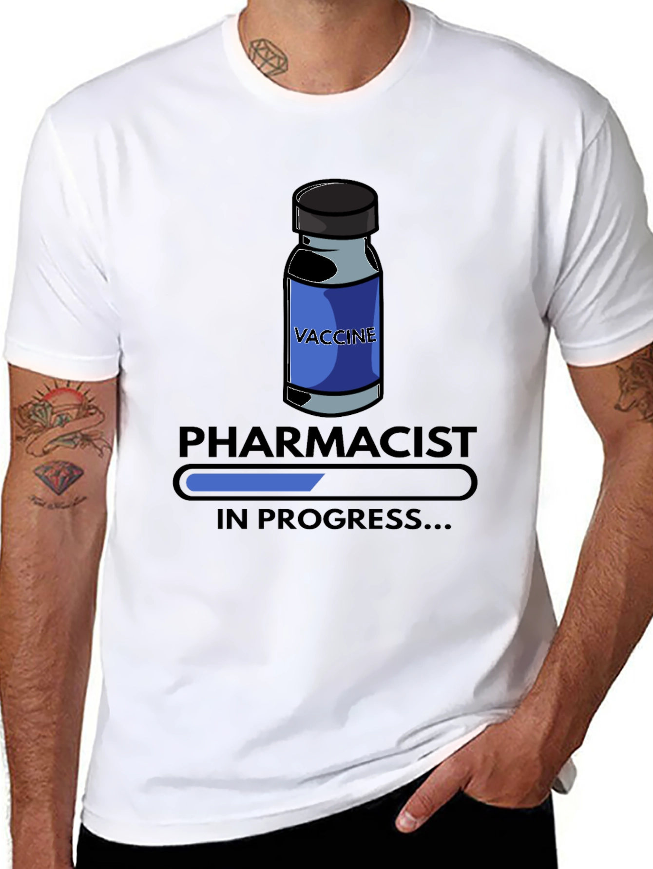 Black Pharmacist In Progress T-Shirt - Vaccine Design view 8