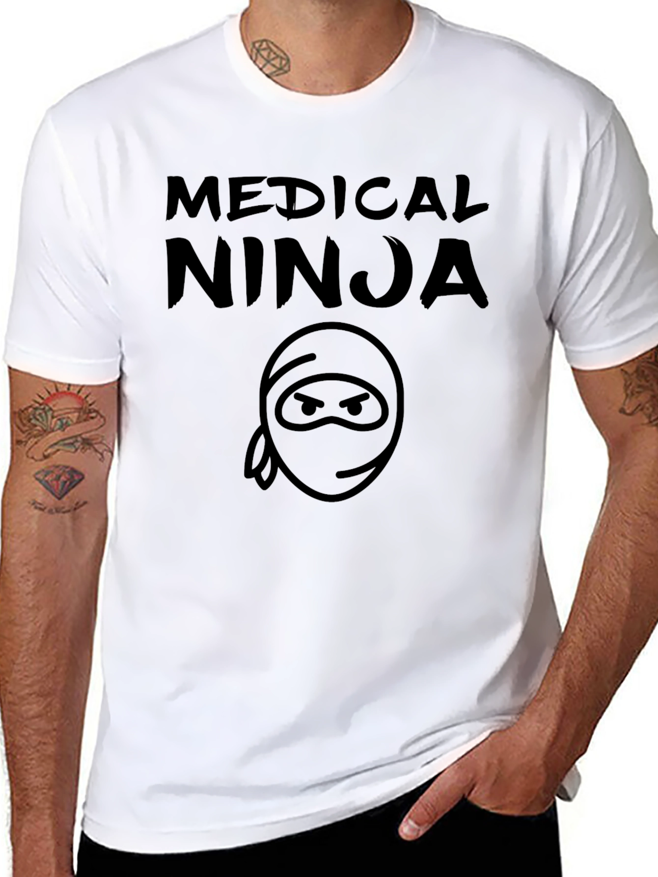 Black Medical Ninja Black T-Shirt - Graphic Tee view 8