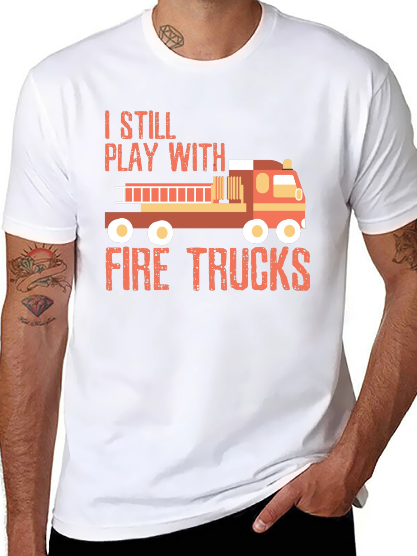 Black Fire Trucks T-Shirt - Play with Fire Trucks! view 8