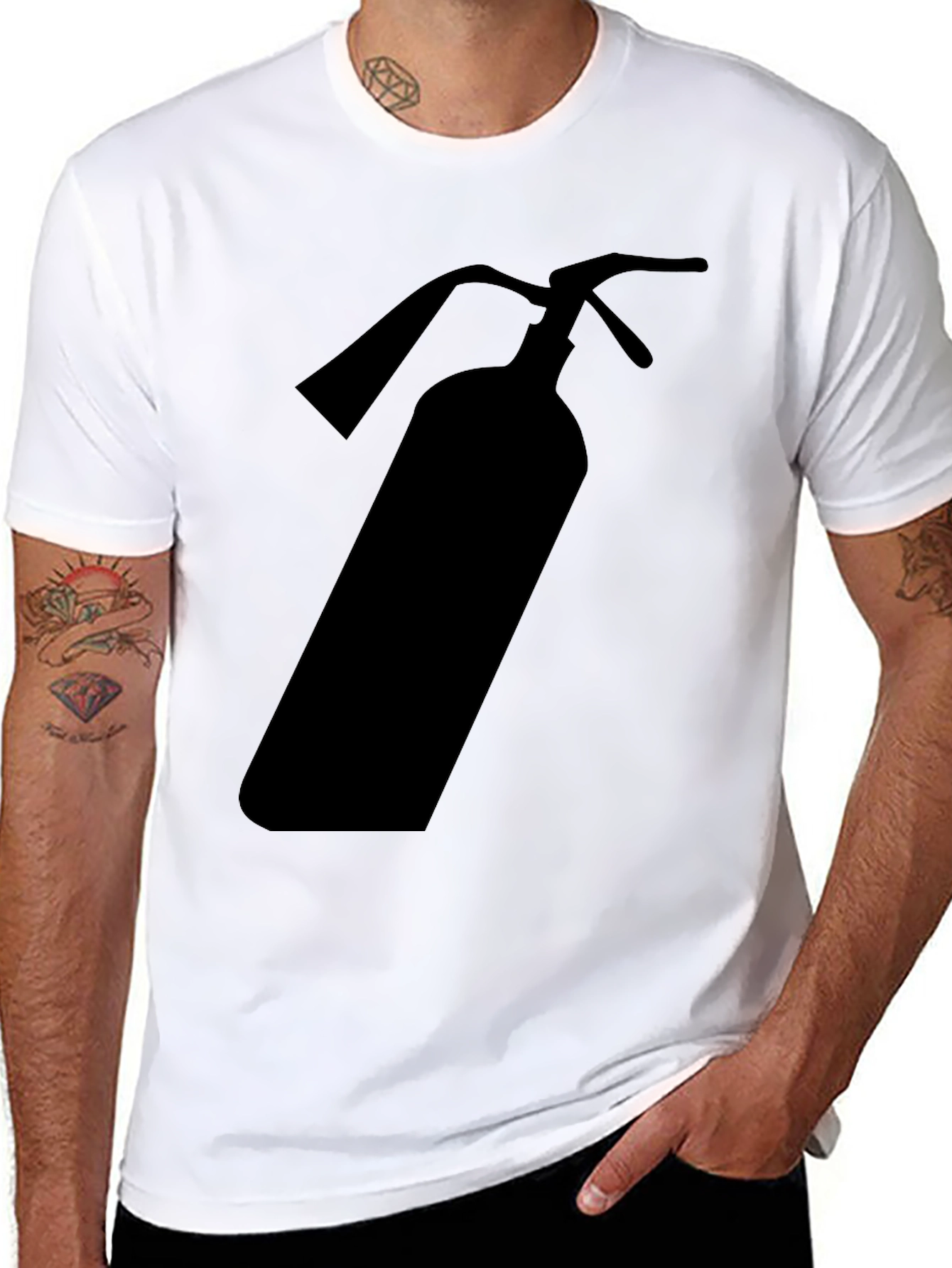 Black Fire Extinguisher Graphic Tee - Black Cotton T-Shirt view 8