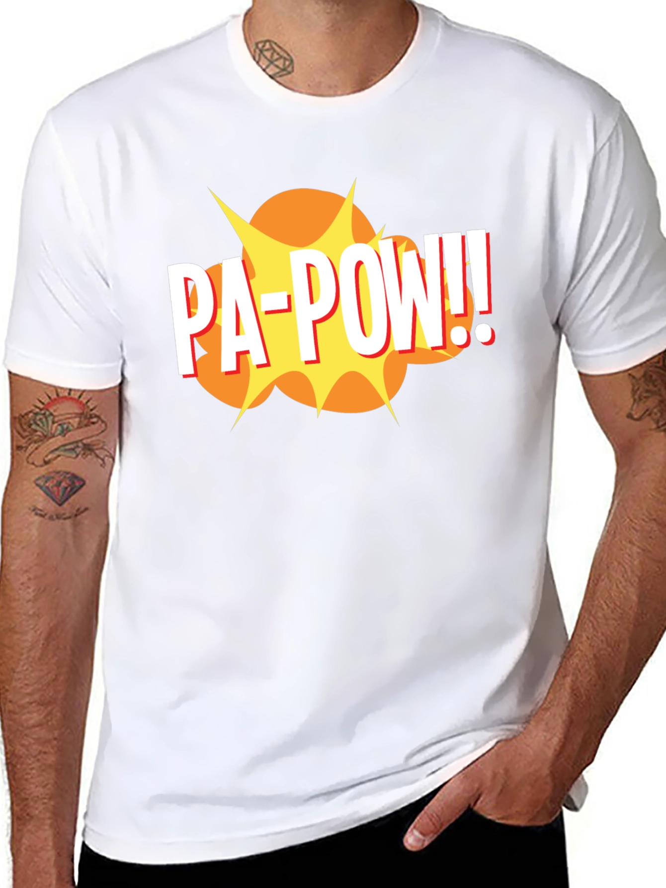 Black PA-POW!! Graphic T-Shirt - Black Comic Book Style Tee view 8