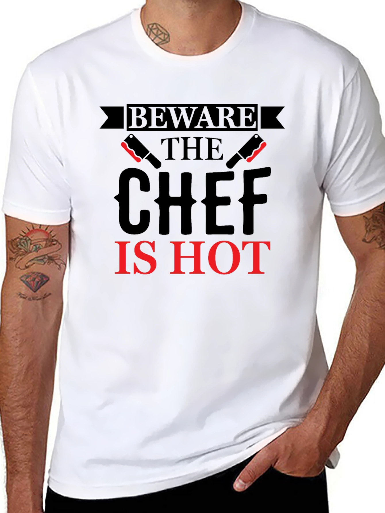 Black Beware The Chef Is Hot T-Shirt - Black view 8