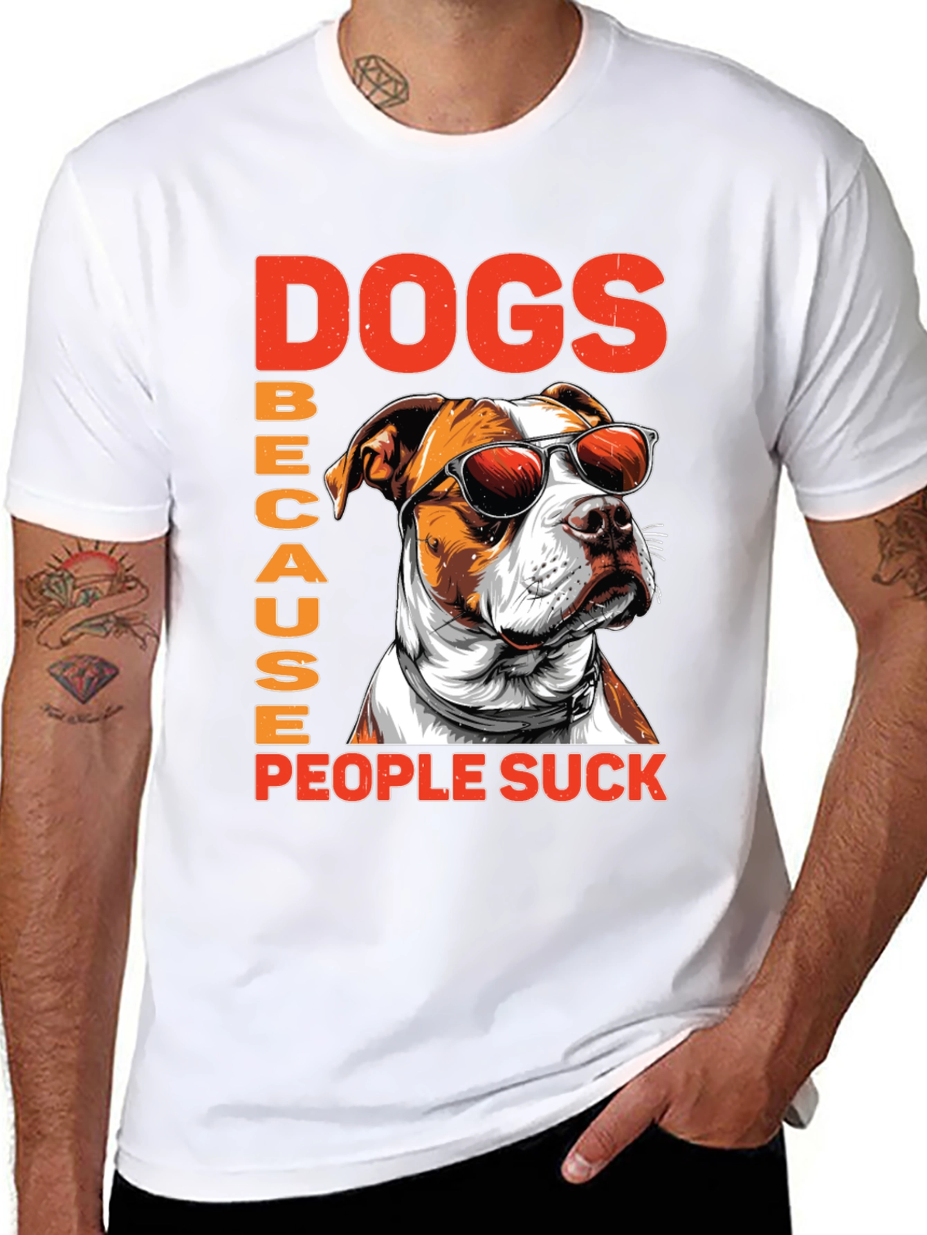 Black Dogs Because People Suck Graphic Tee view 8