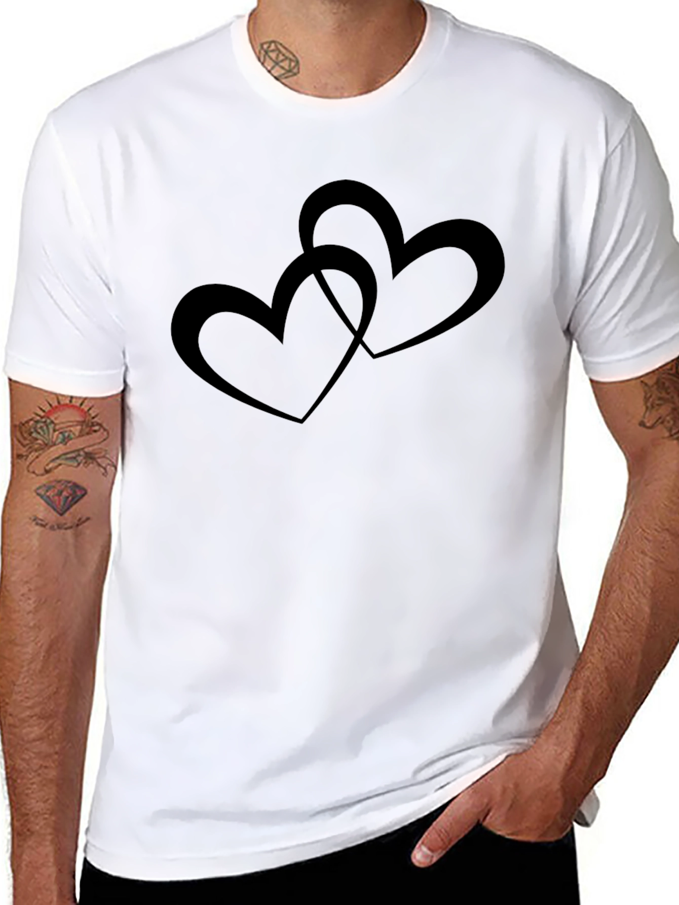 Black Heart Tee - Minimalist Black Cotton Blend T-Shirt view 8