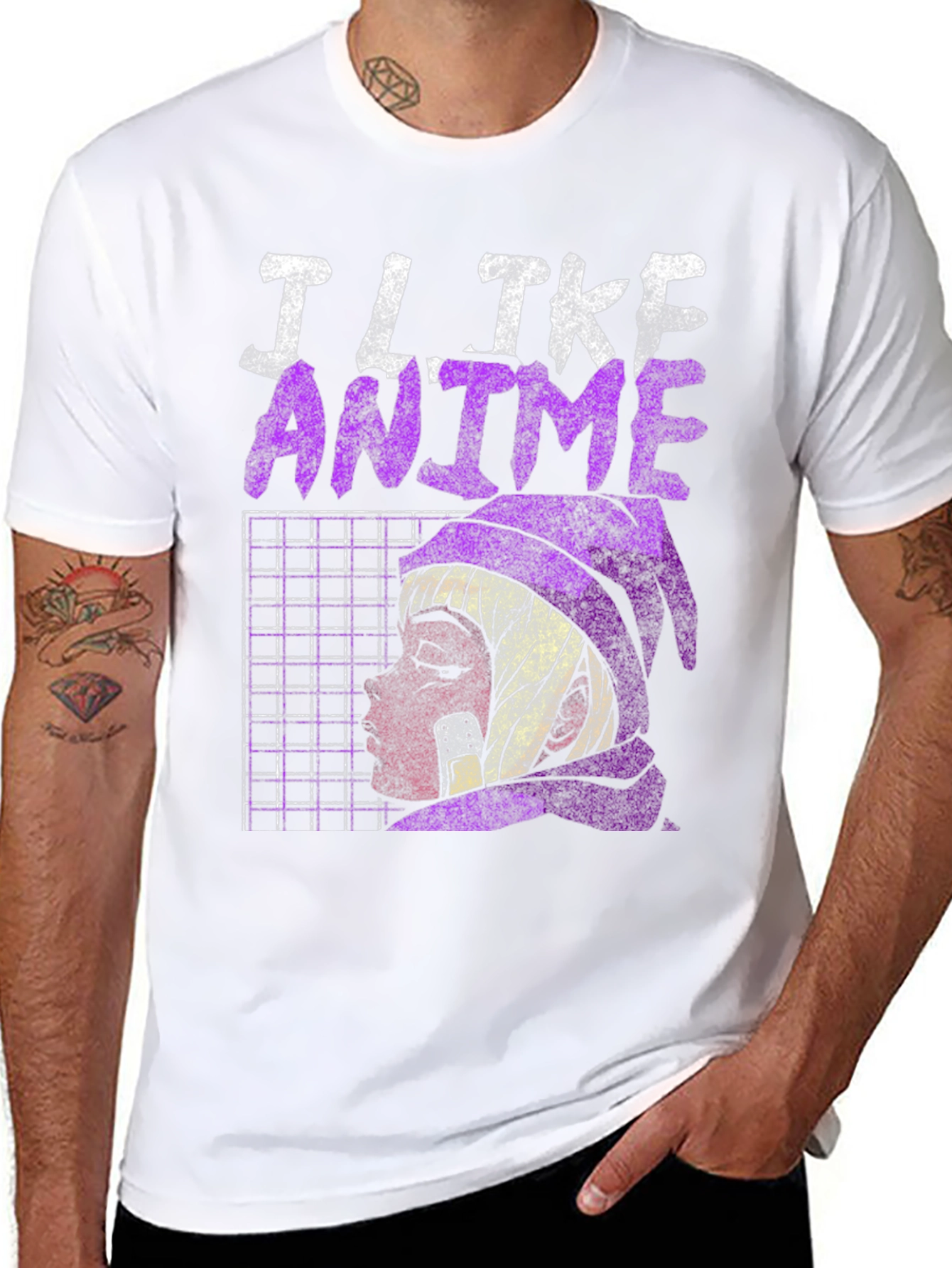 Black I Like Anime Graphic T-Shirt view 8