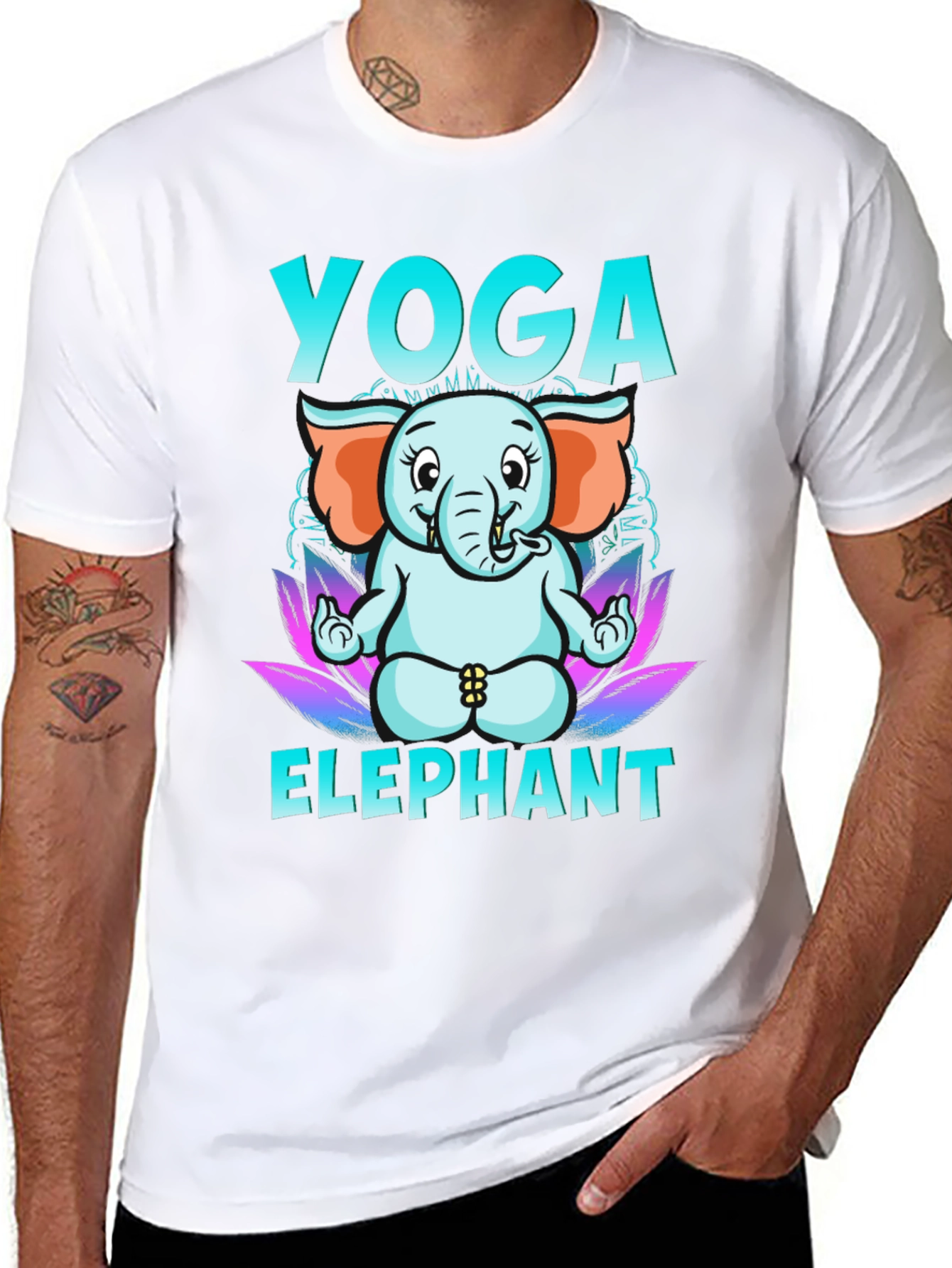 Black Yoga Elephant Graphic Tee - Black view 8