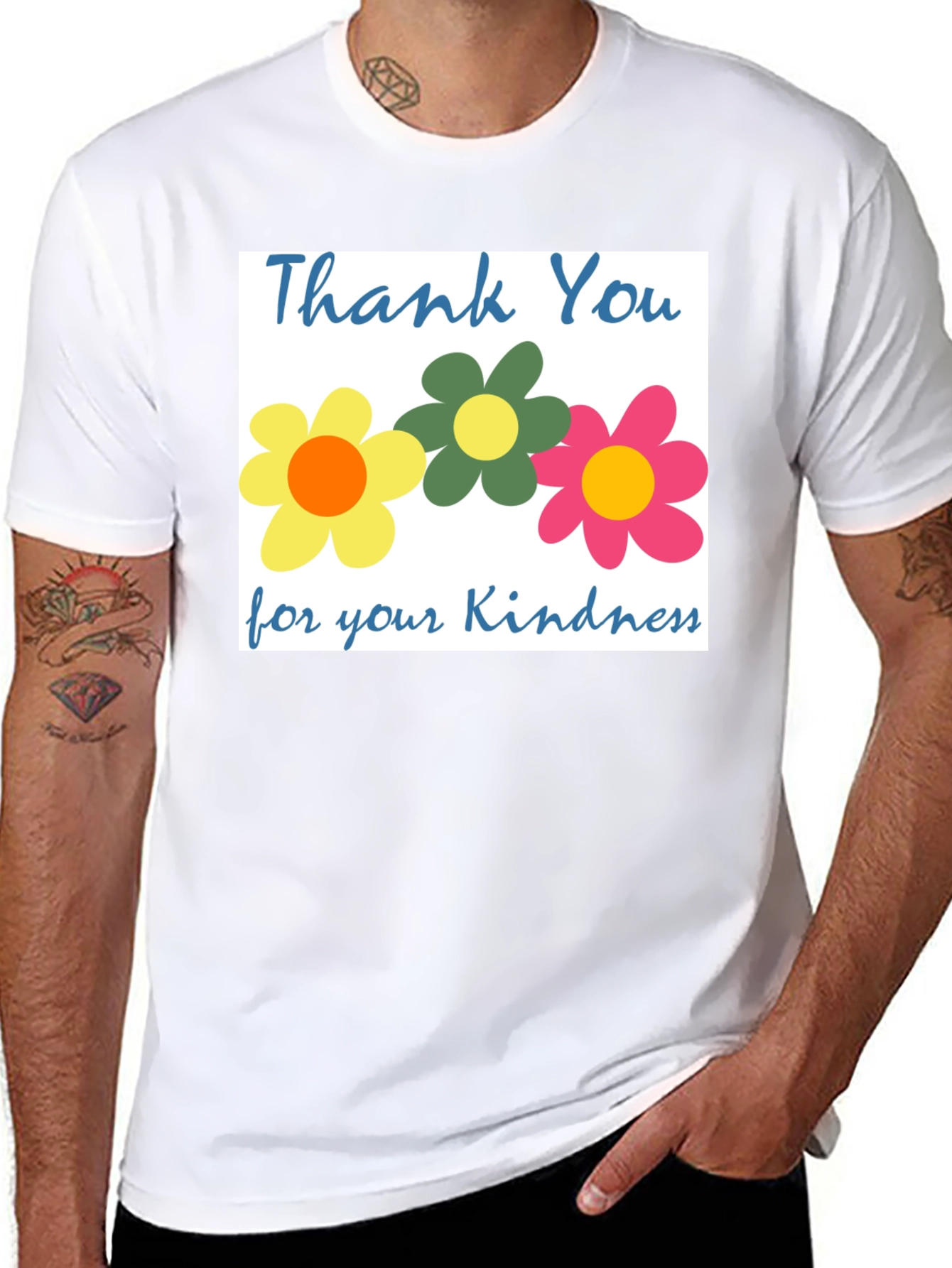 Black Thank You Flowers T-Shirt - Kindness Appreciation Tee view 8
