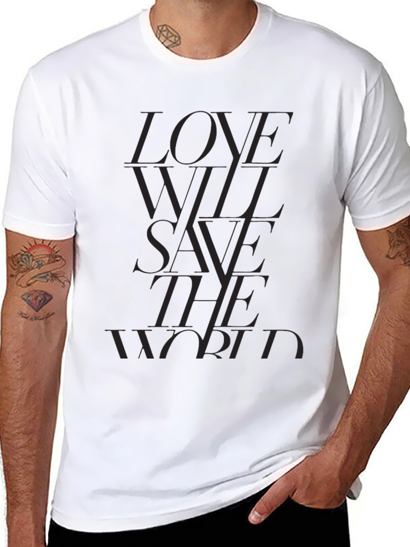 Black Love Will Save T-Shirt - Black Stylish Tee view 8