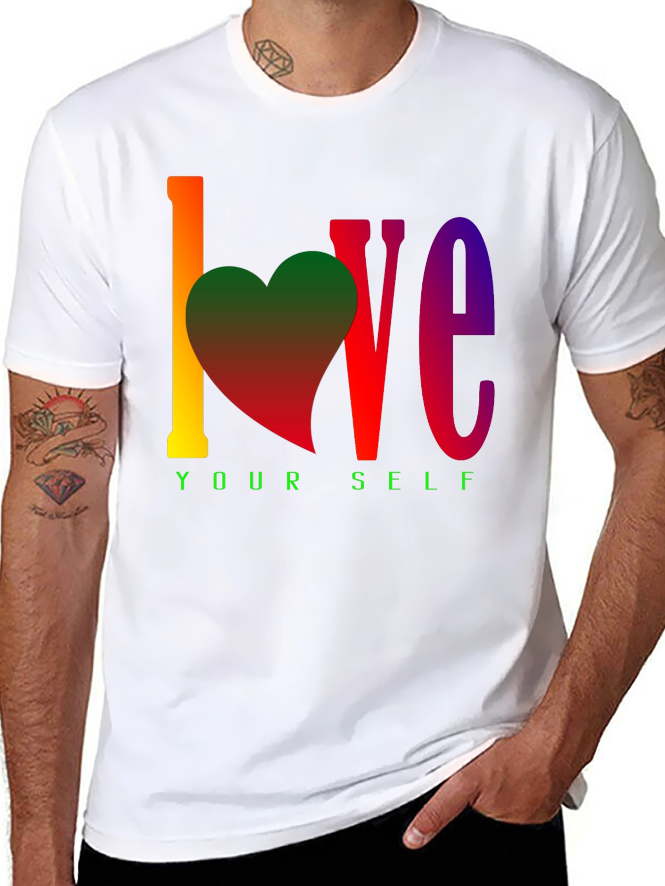 Black Love Yourself Rainbow Graphic Tee view 8