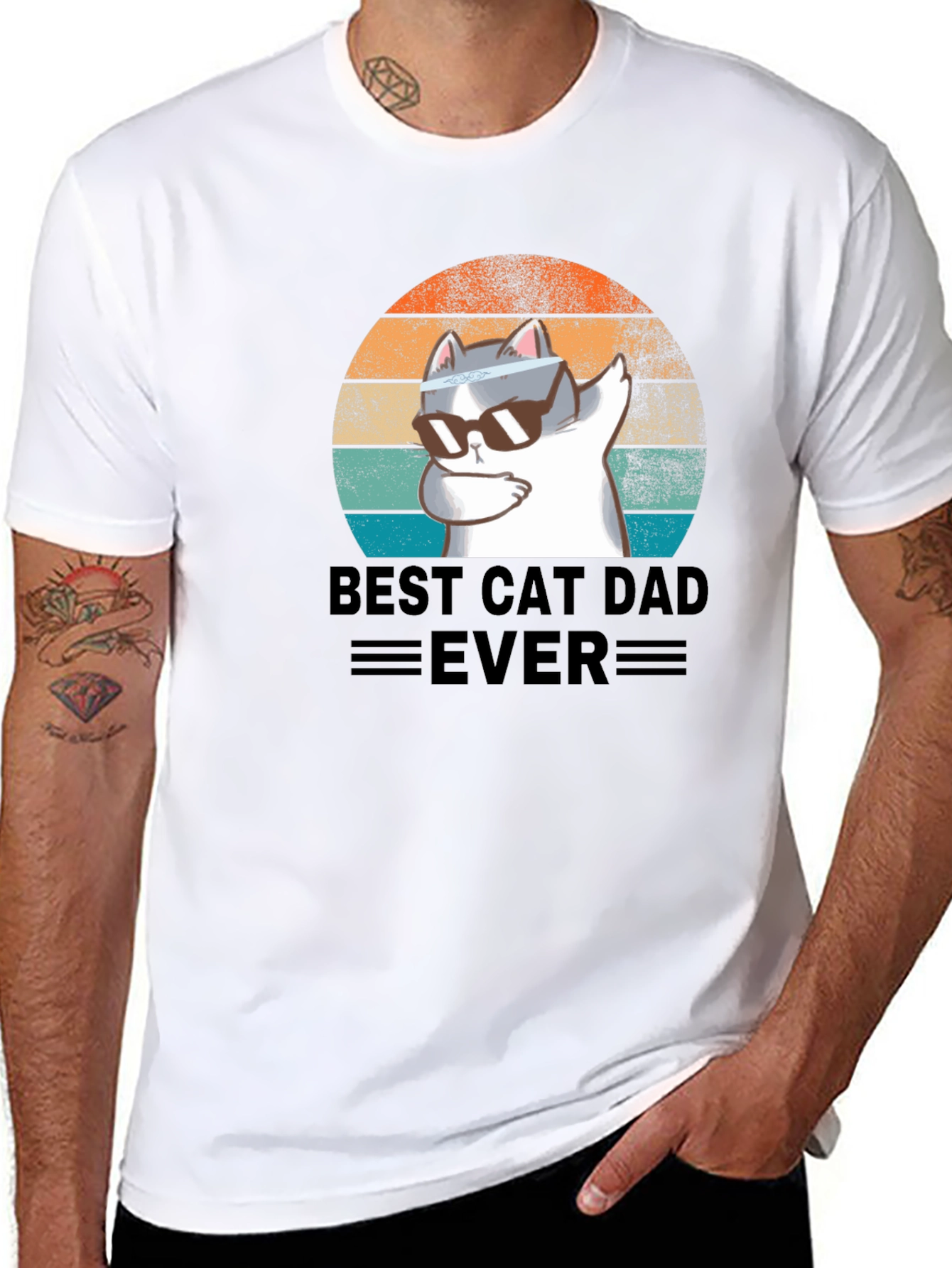 Black Best Cat Dad Ever T-Shirt view 8