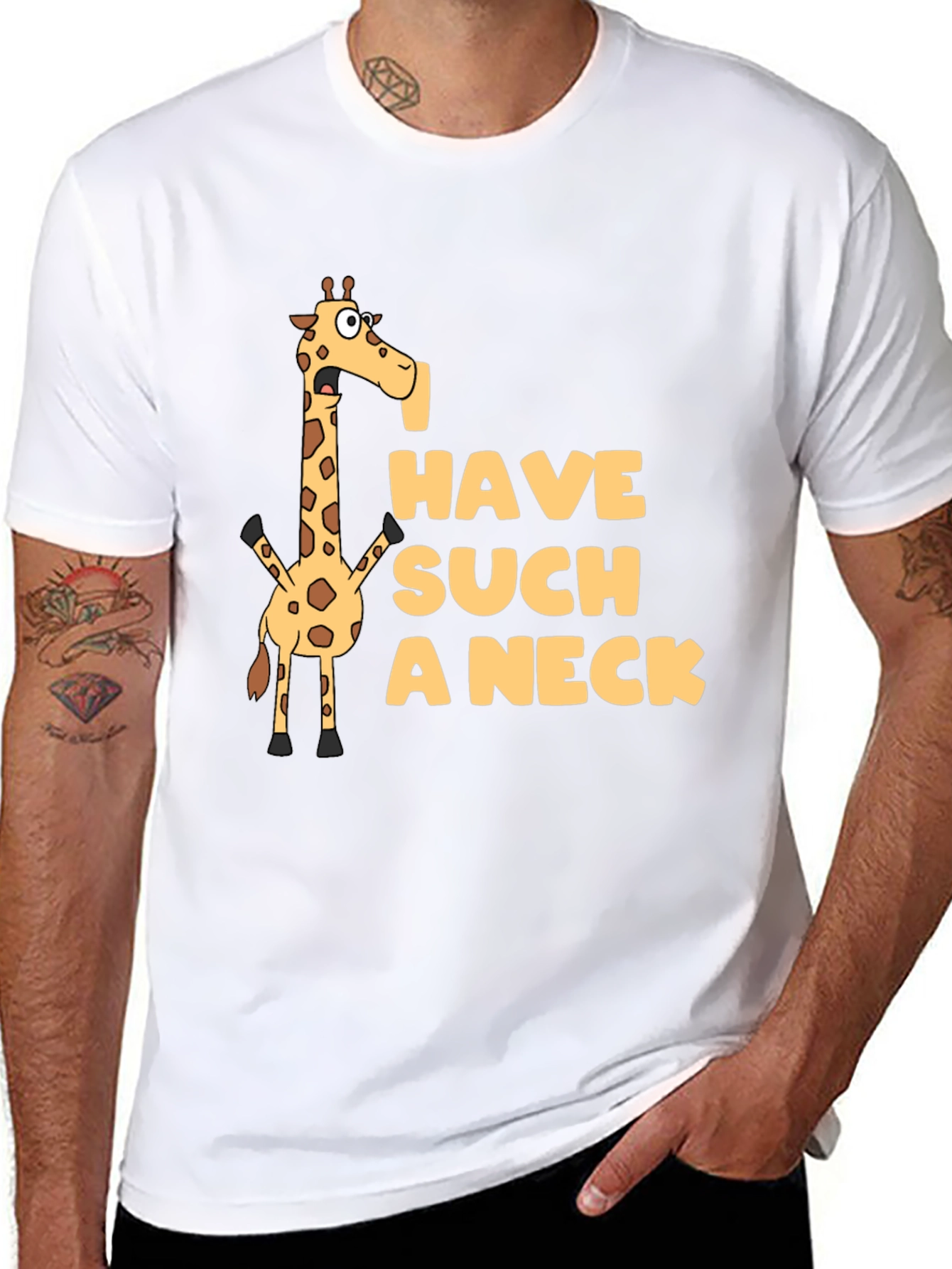 Black Funny Giraffe 'Have Such a Neck' Graphic Tee view 8