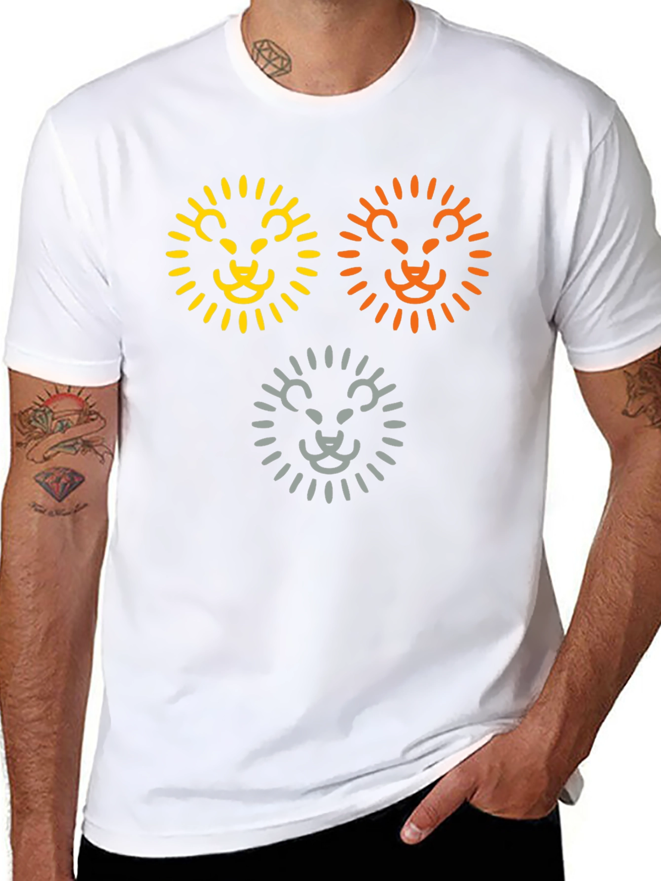 Black Lion Trio Graphic Tee - Black Cotton T-Shirt view 8