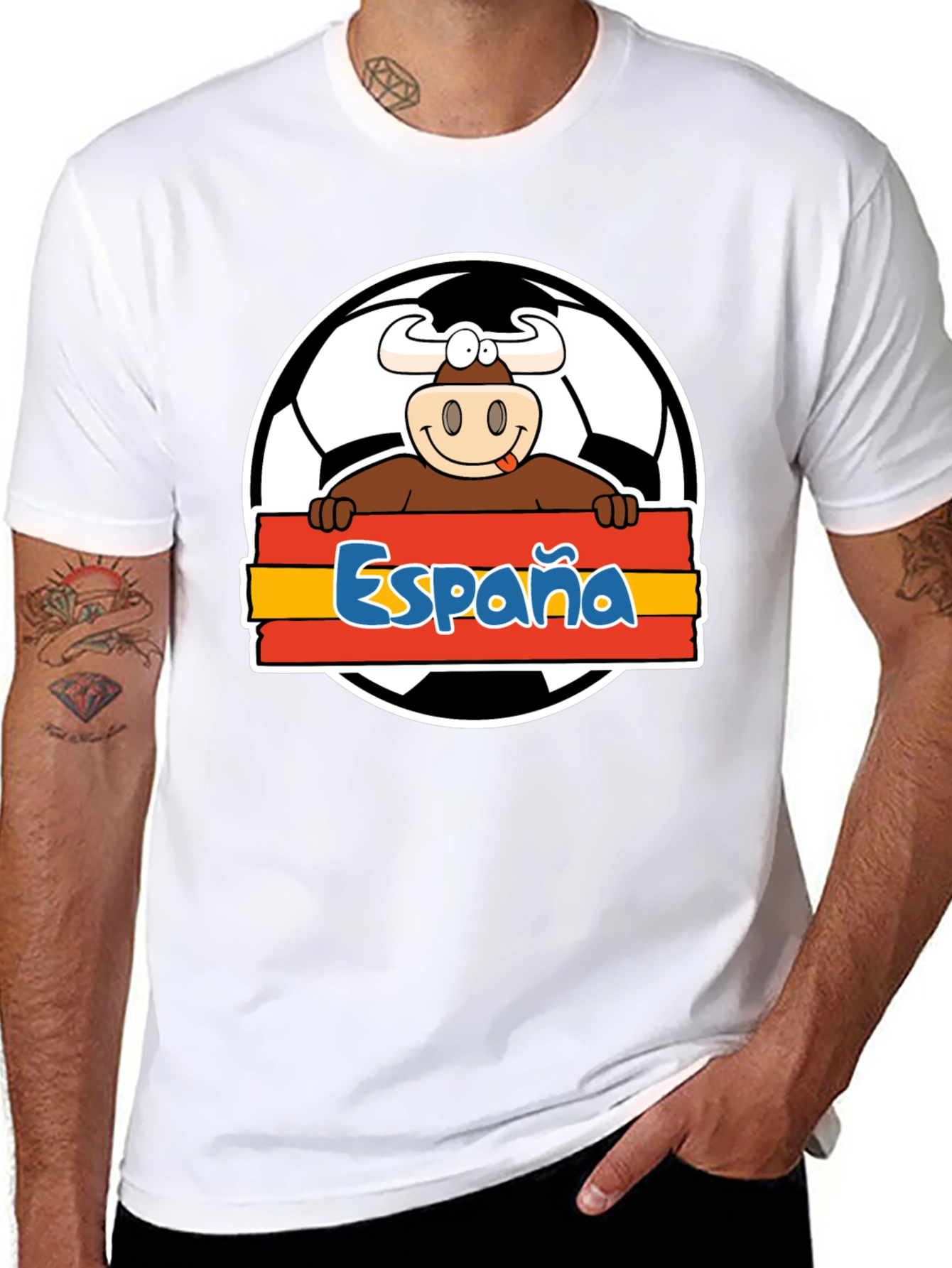 Black Spain Soccer Bull T-Shirt - Viva España Football Tee! view 8
