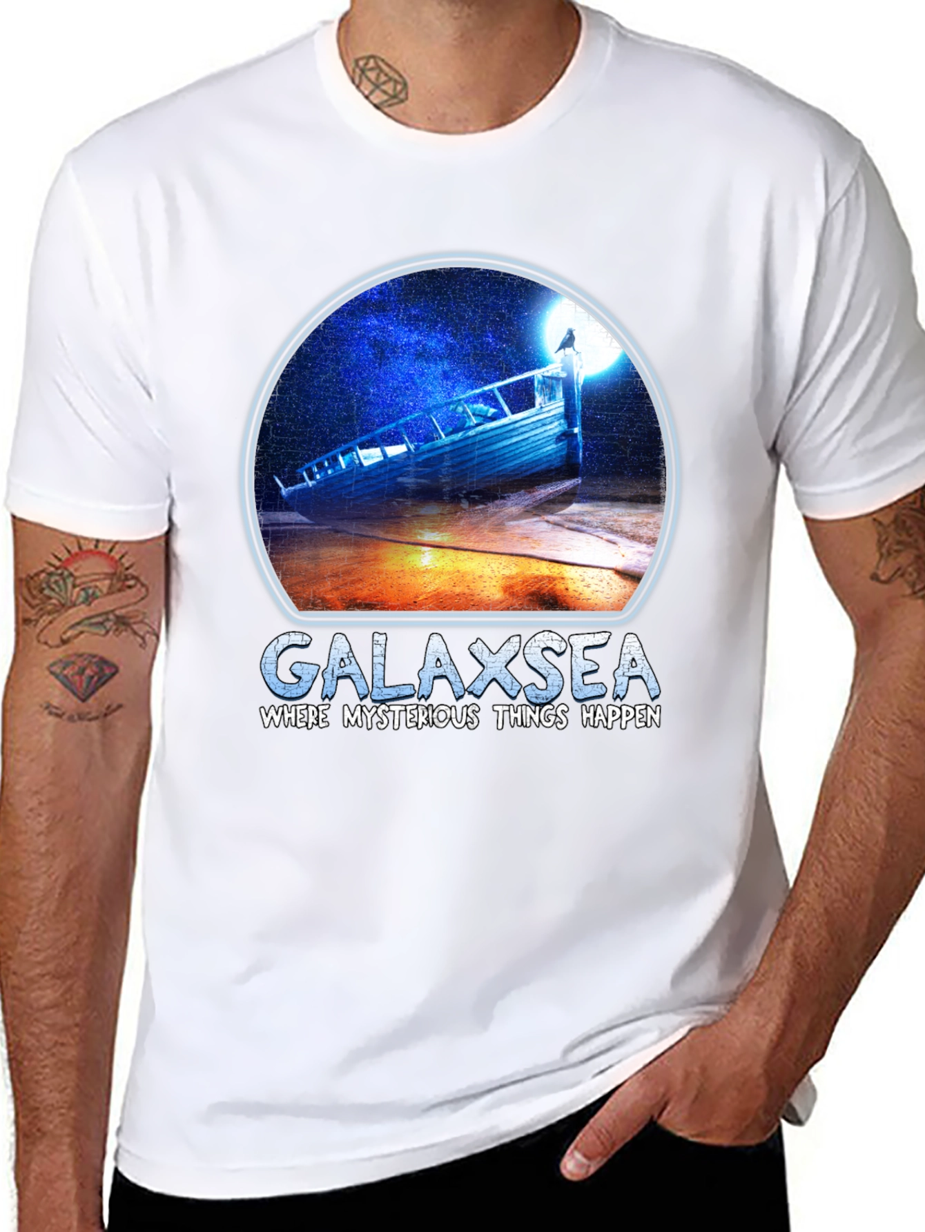Black Galaxsea Graphic T-Shirt - Mysterious Design view 8