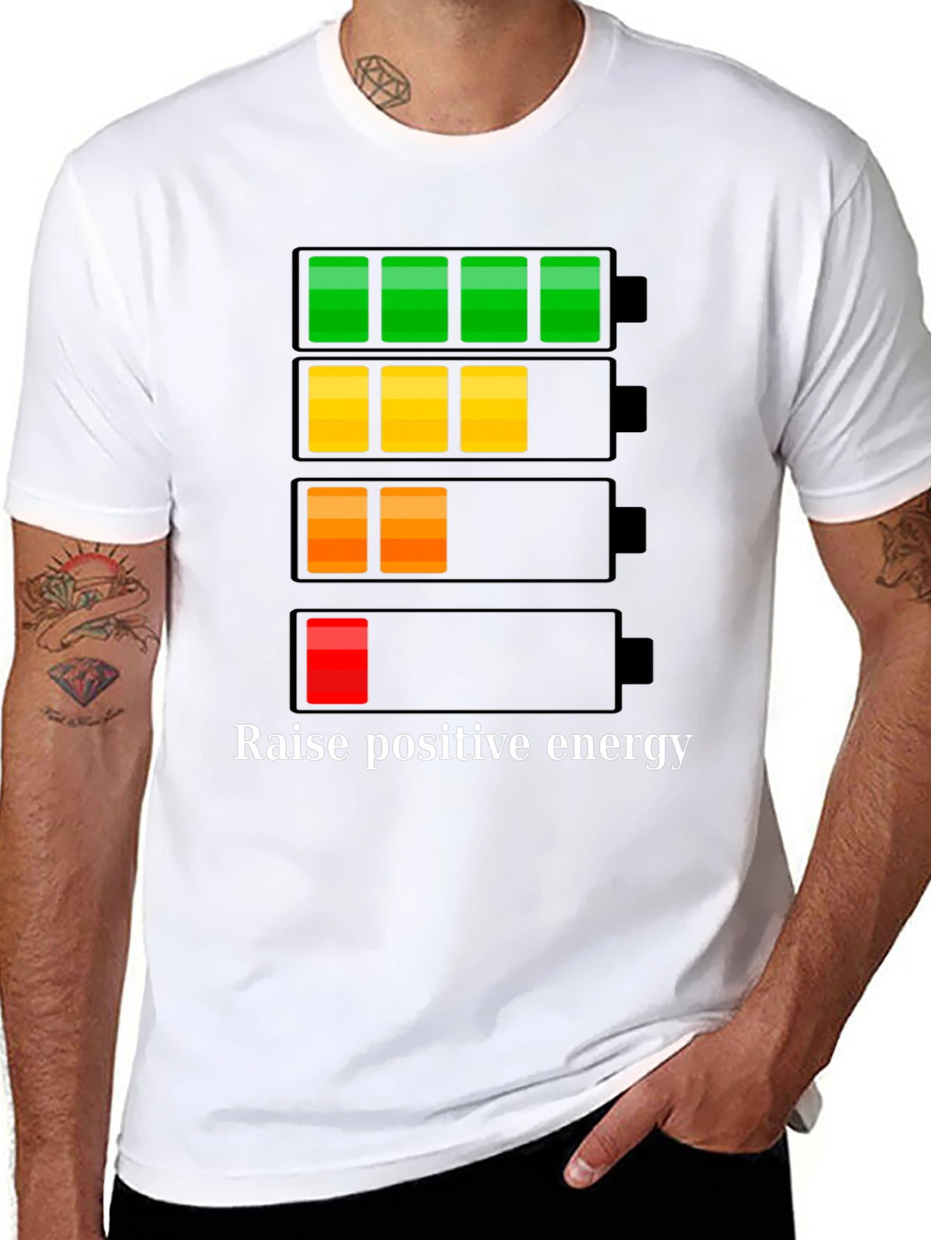 Black Raise Positive Energy T-Shirt - Battery Level Graphic view 8