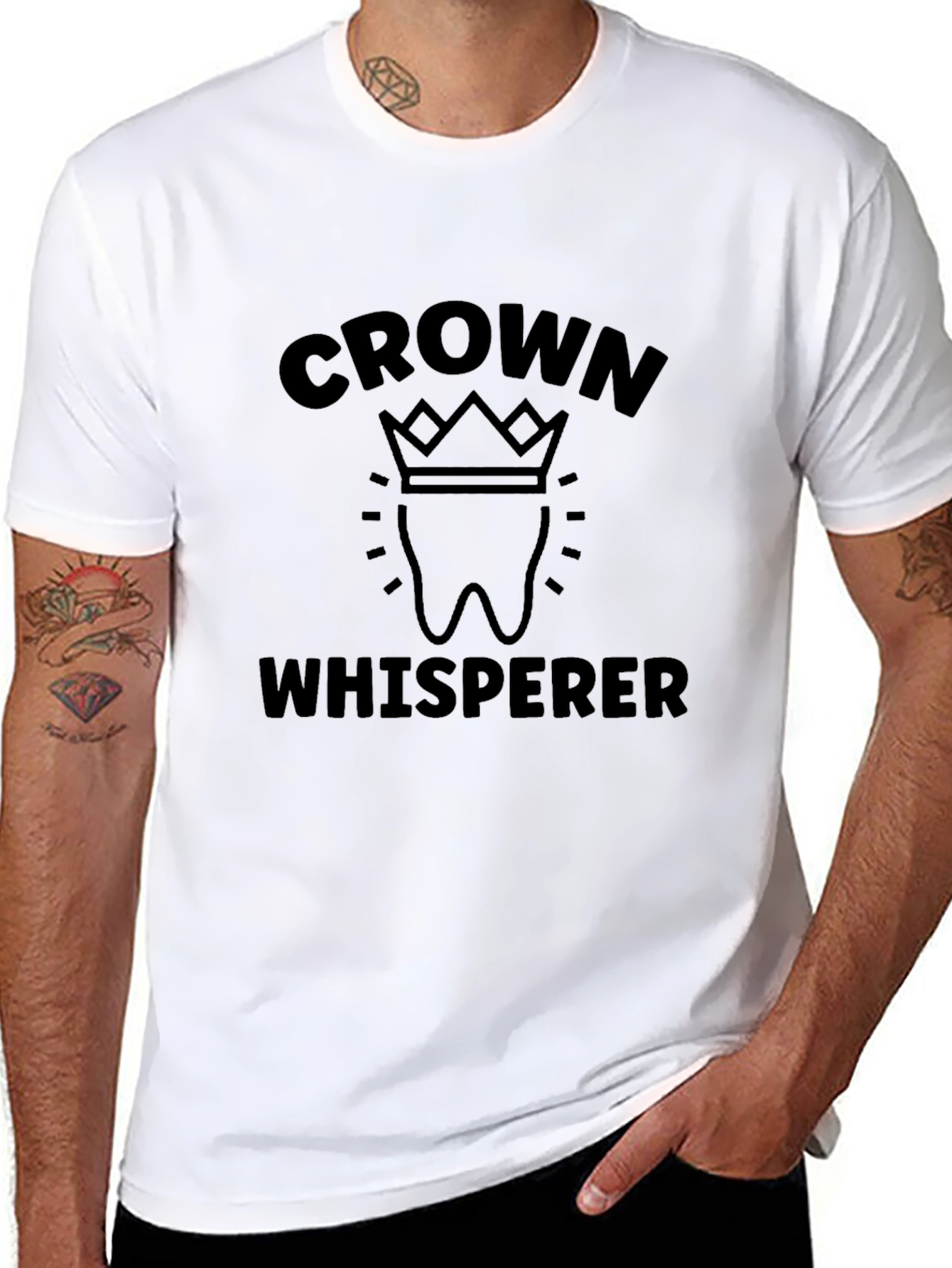 Black Crown Whisperer Funny Dentist T-Shirt view 8