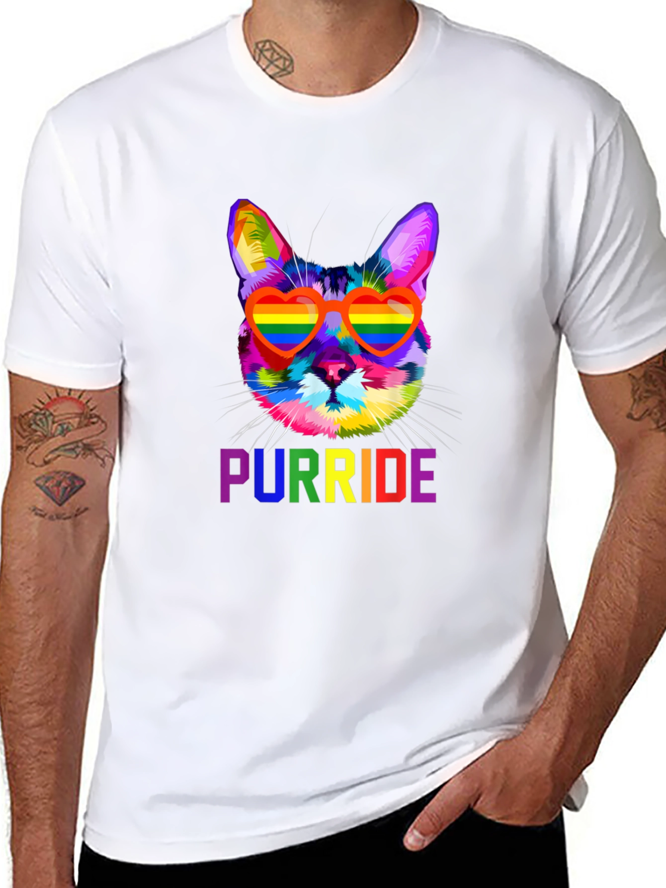 Black Rainbow Purride Cat T-Shirt view 8