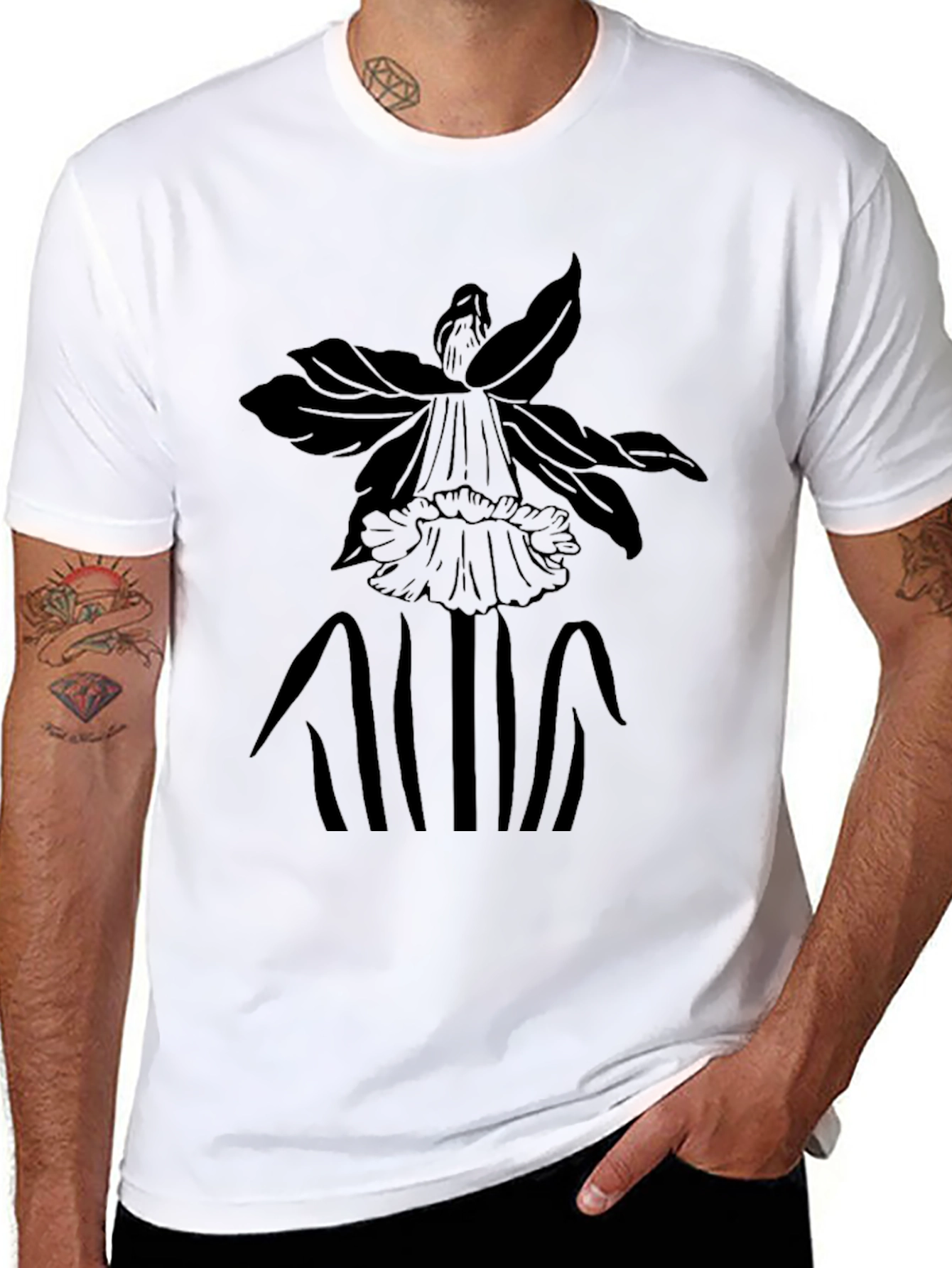 Black Floral Graphic Black T-Shirt view 8