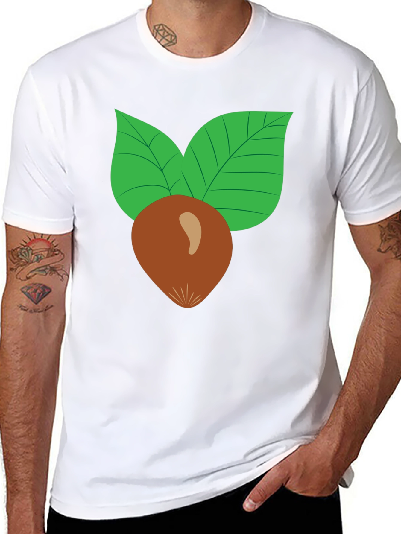 Black Nut & Leaf Graphic T-Shirt - Black view 8