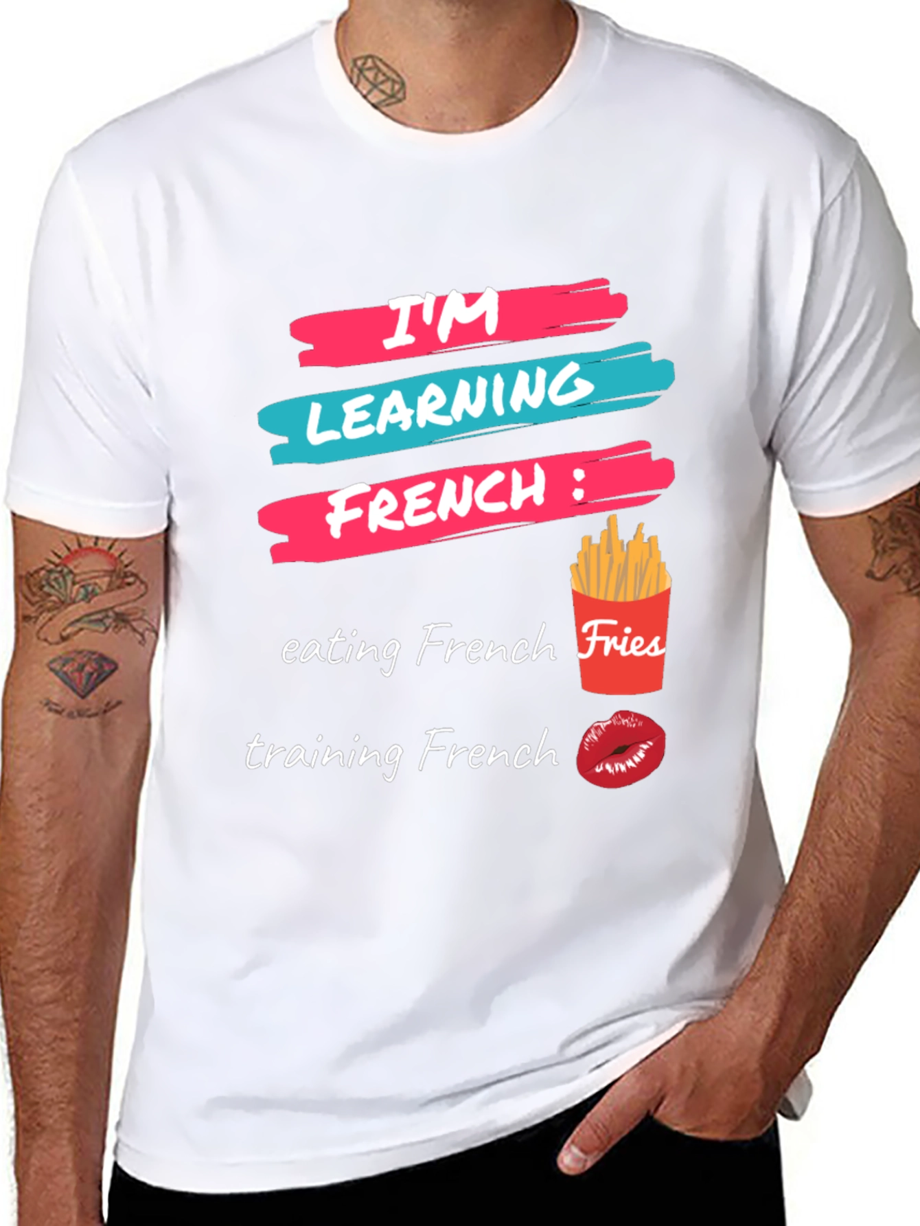 Black I'm Learning French T-Shirt view 8